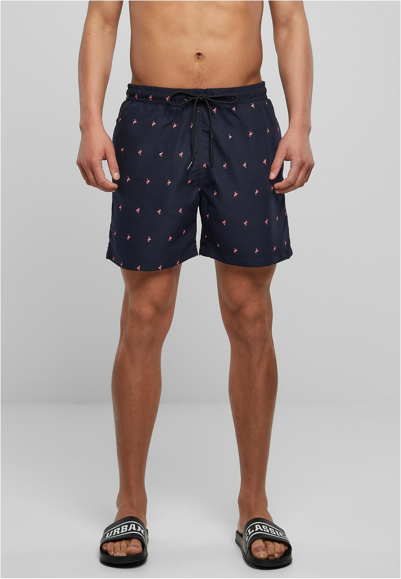 Embroidery Swim Shorts | midnightnavyflamingo