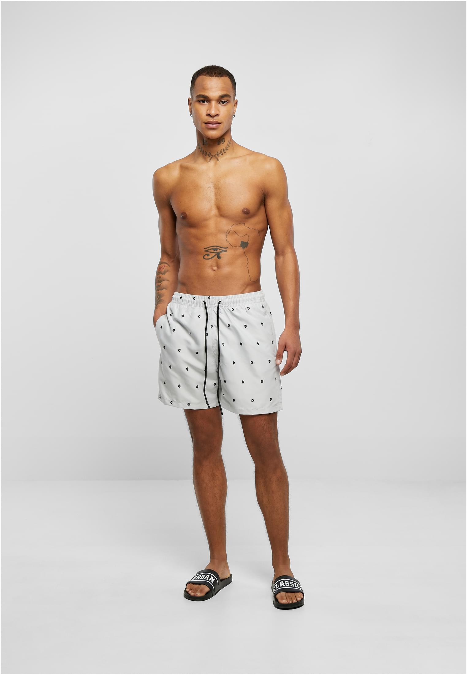 Embroidery Swim Shorts | skull/lightasphalt/black