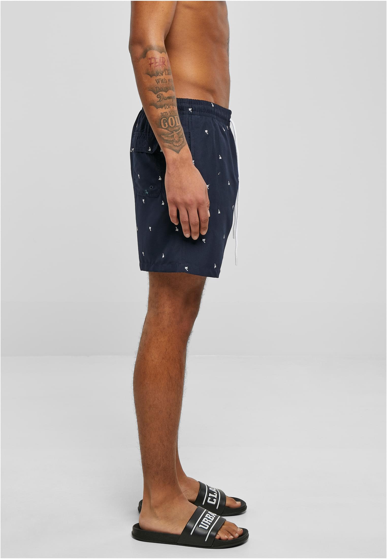 Embroidery Swim Shorts | palmtree/midnighnavy/white