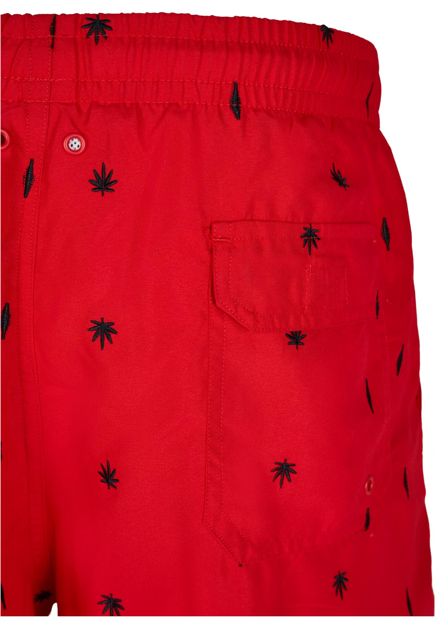 Embroidery Swim Shorts | leaf/firered/navy