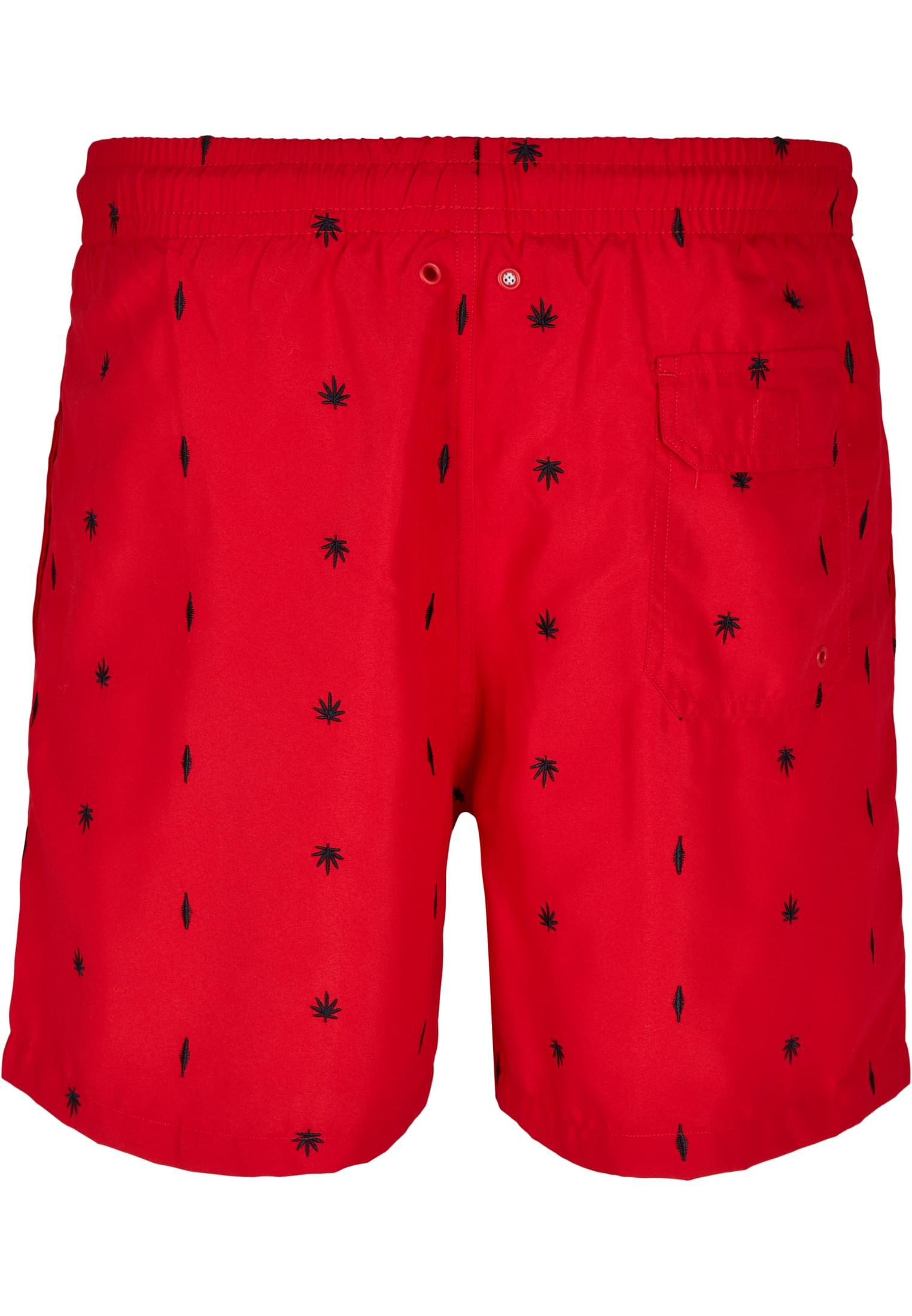 Embroidery Swim Shorts | leaf/firered/navy