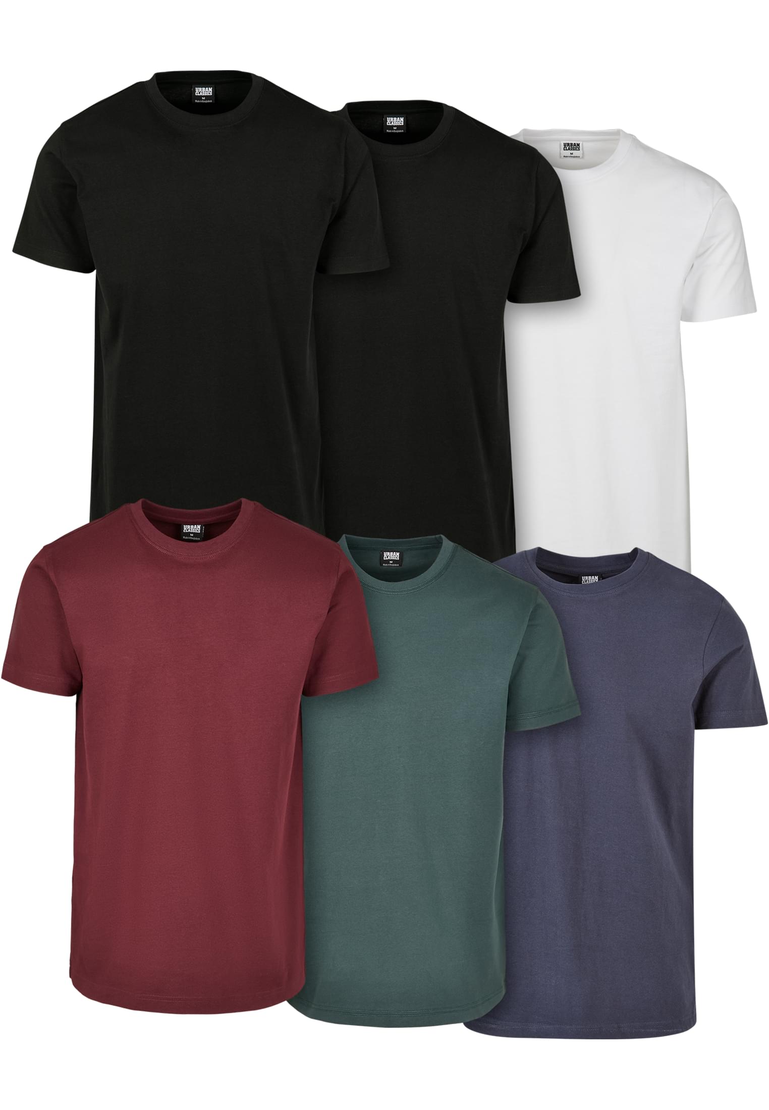 Basic Tee 6-Pack | blk/blk/wht/rdwn/bttlgrn/nvy