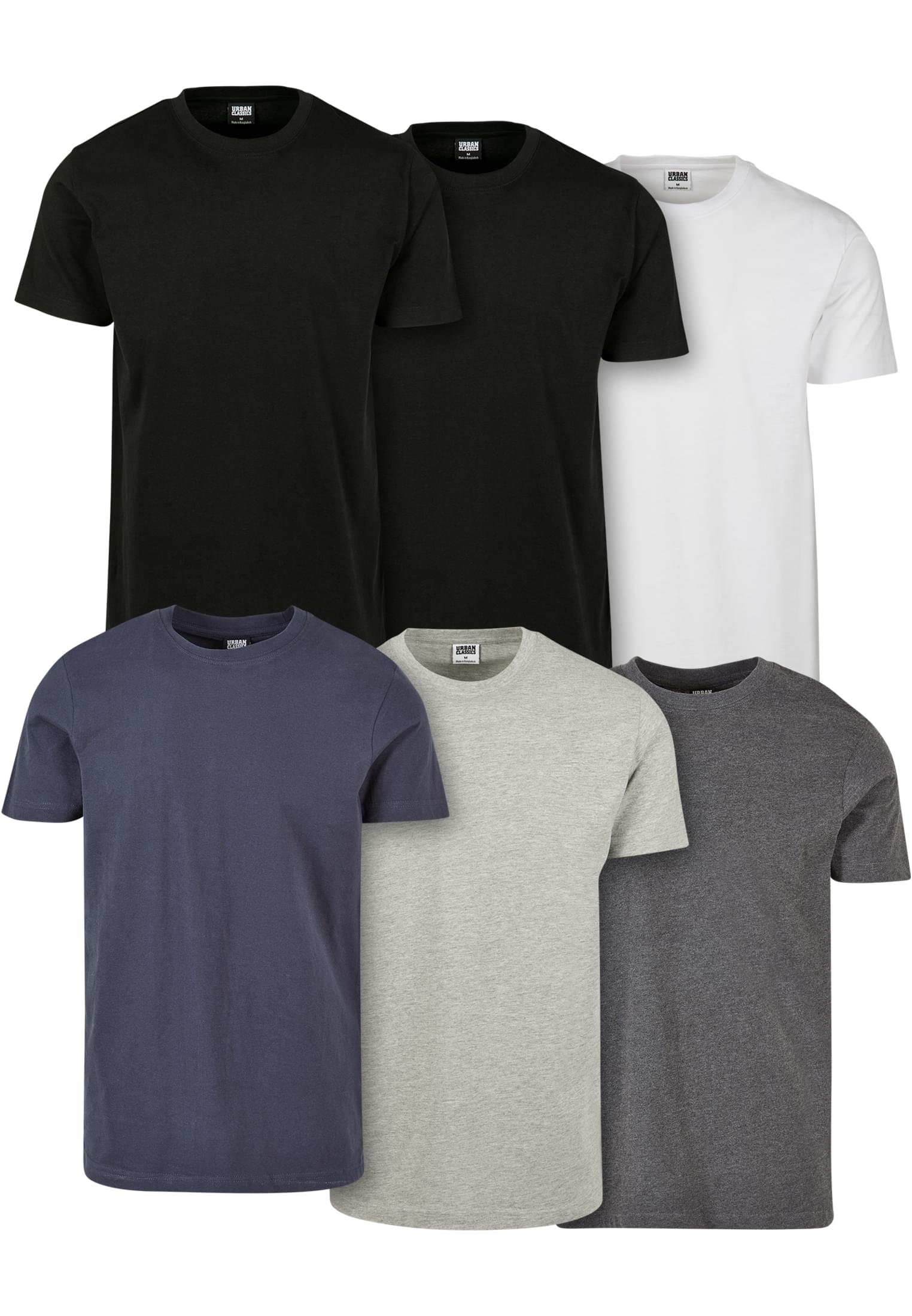 Basic Tee 6-Pack | blk/blk/wht/nvy/hthrgry/chrcl