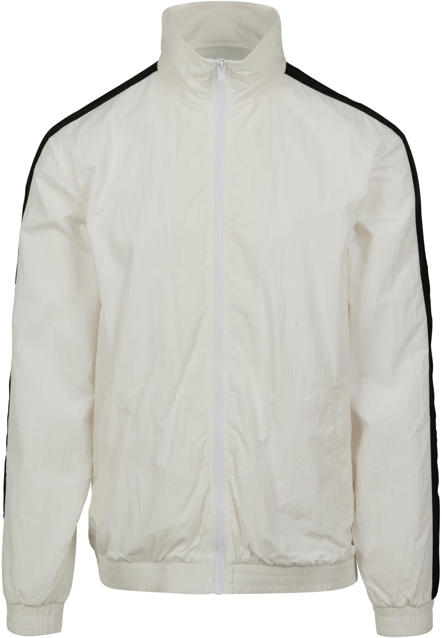 Striped Sleeve Crinkle Track Jacket | wht/blk