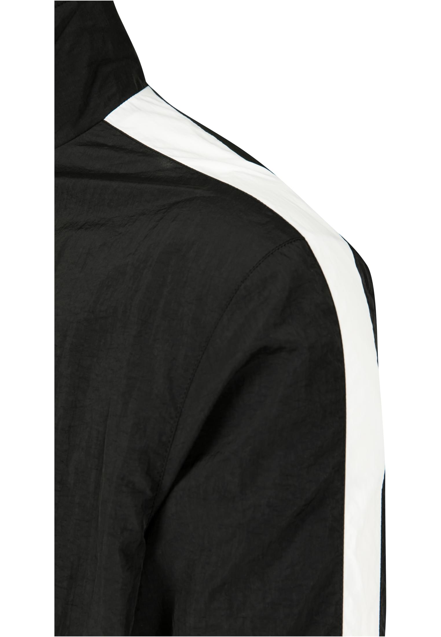 Striped Sleeve Crinkle Track Jacket | blk/wht