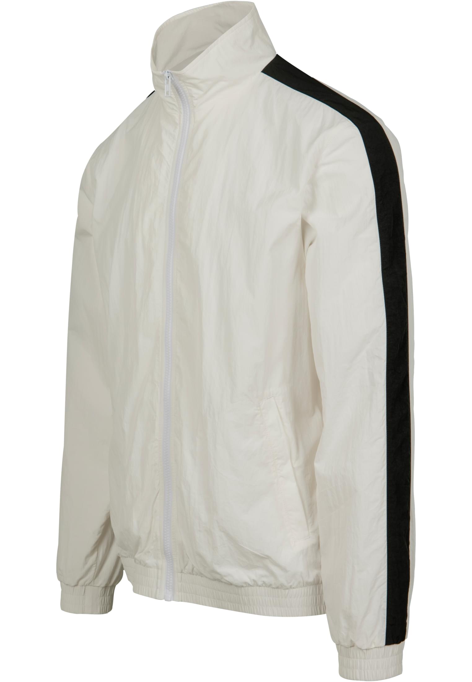 Striped Sleeve Crinkle Track Jacket | wht/blk