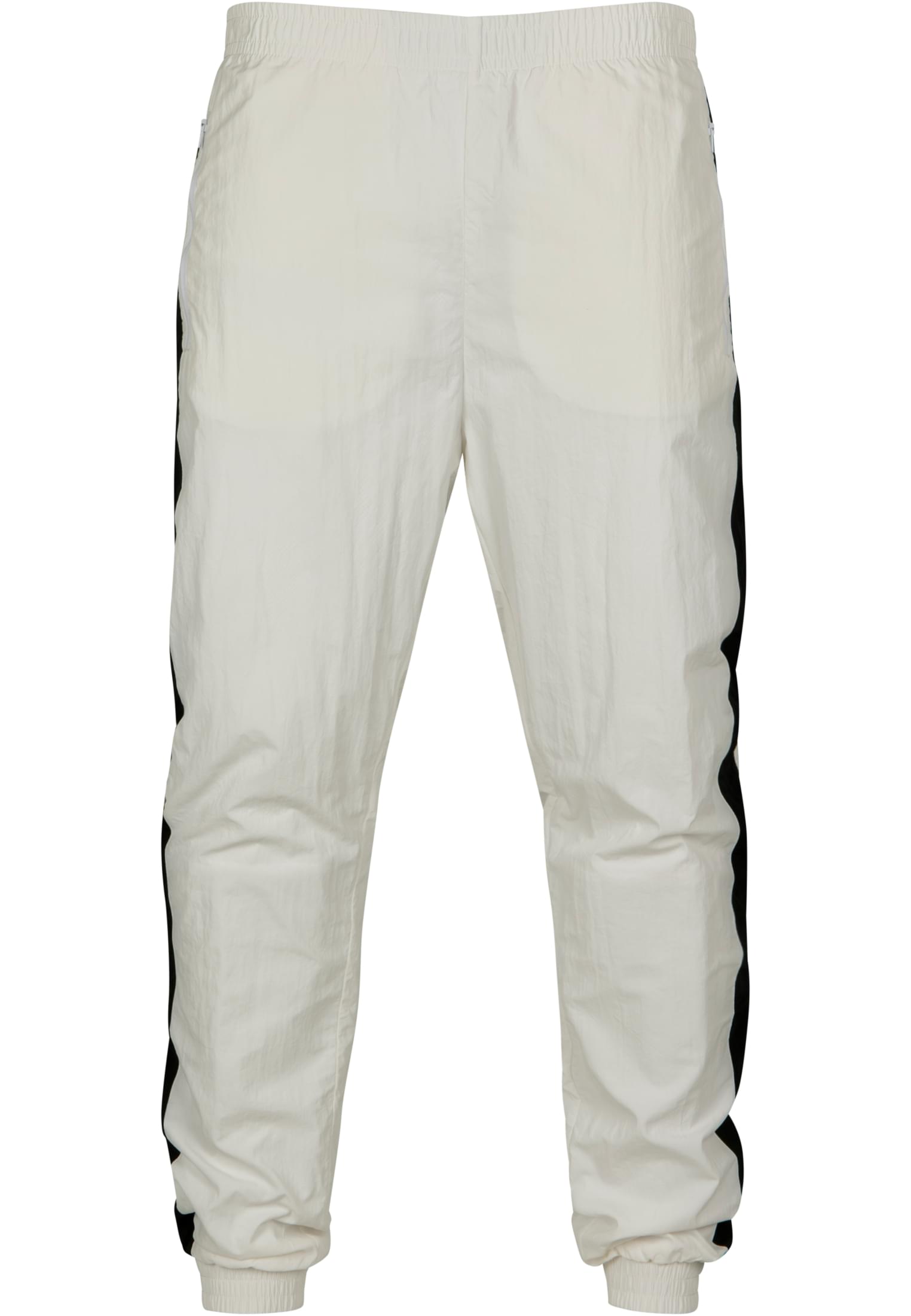 Side Striped Crinkle Track Pants | wht/blk