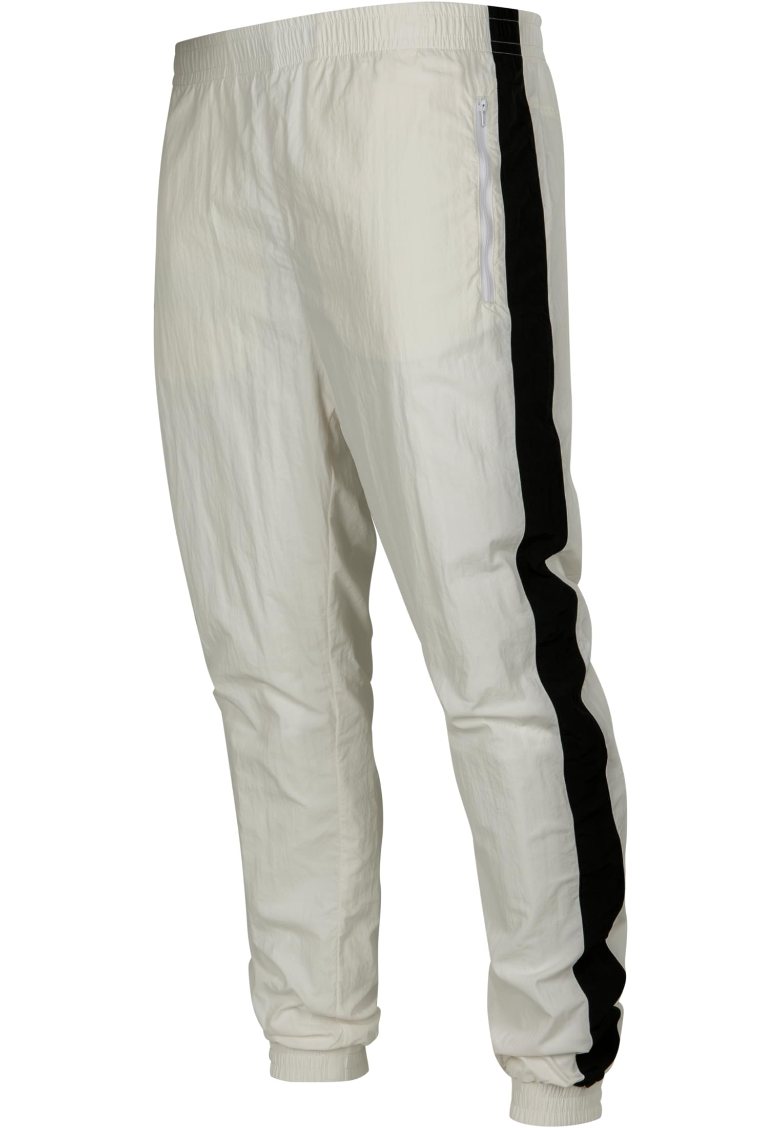 Side Striped Crinkle Track Pants | wht/blk