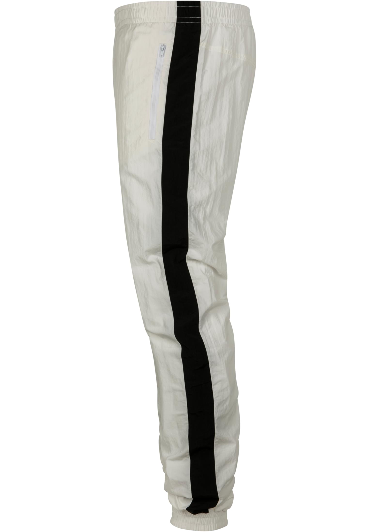 Side Striped Crinkle Track Pants | wht/blk