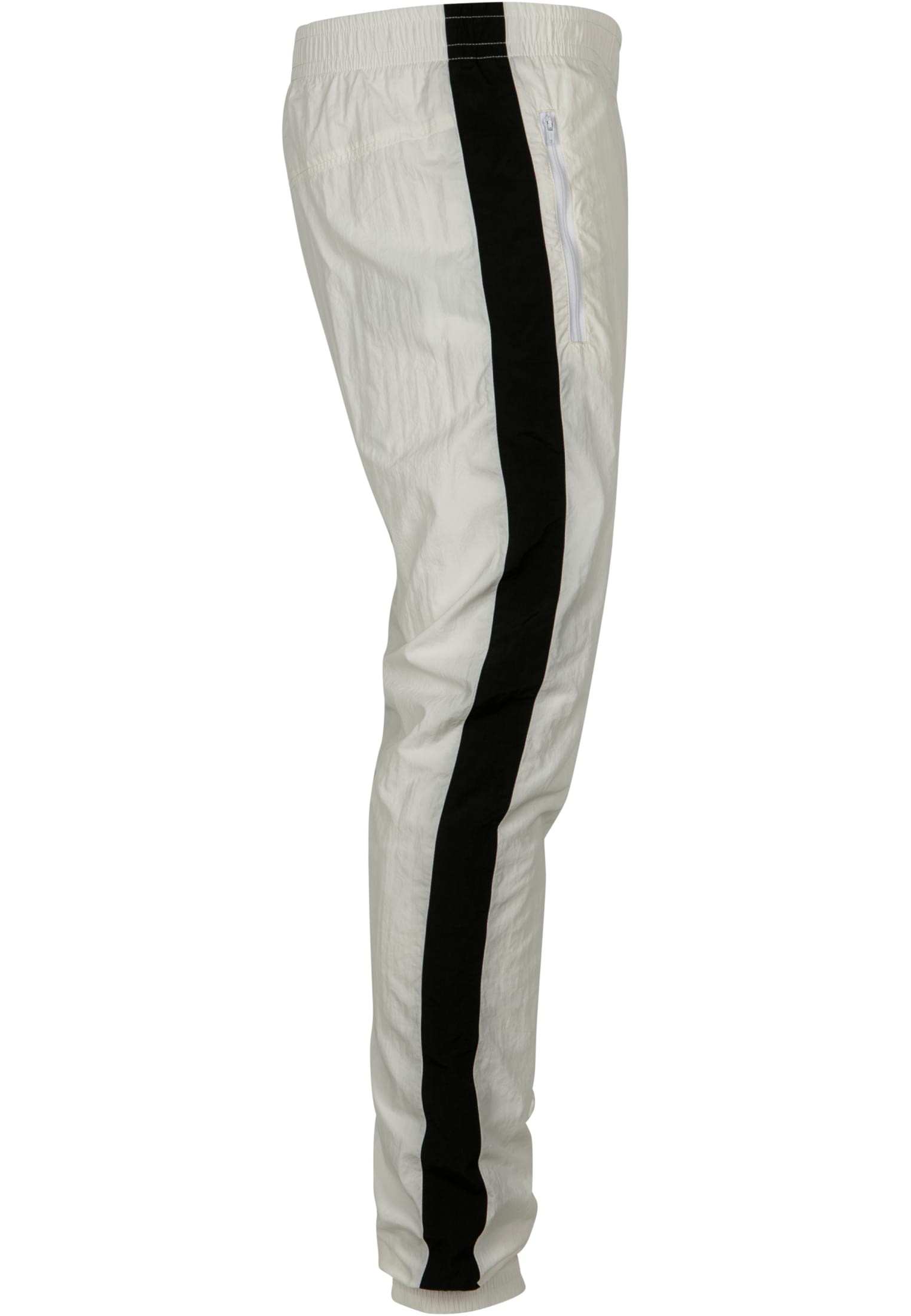 Side Striped Crinkle Track Pants | wht/blk