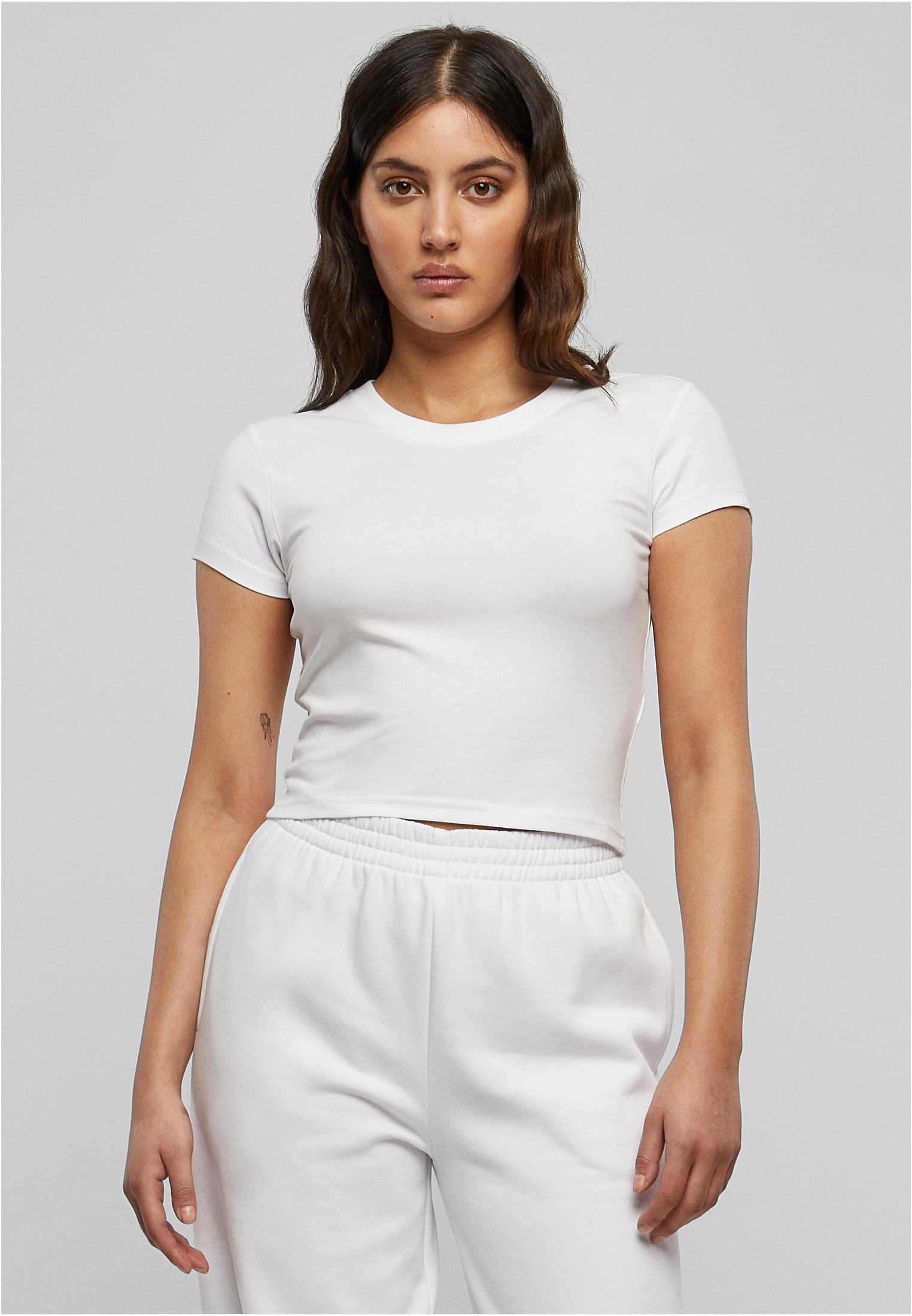 Ladies Stretch Jersey Cropped Tee 2-Pack | white+white