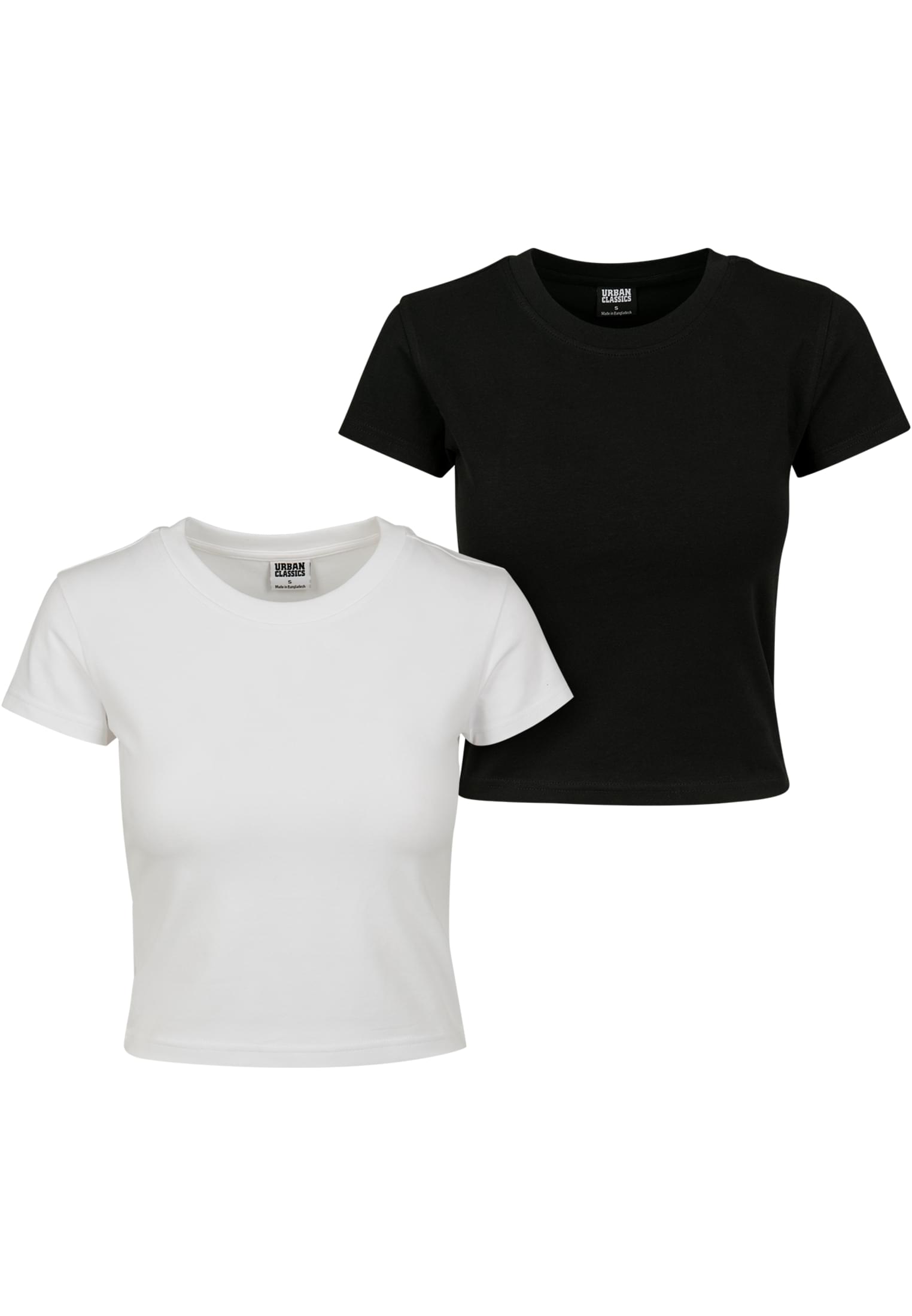 Ladies Stretch Jersey Cropped Tee 2-Pack | white+black