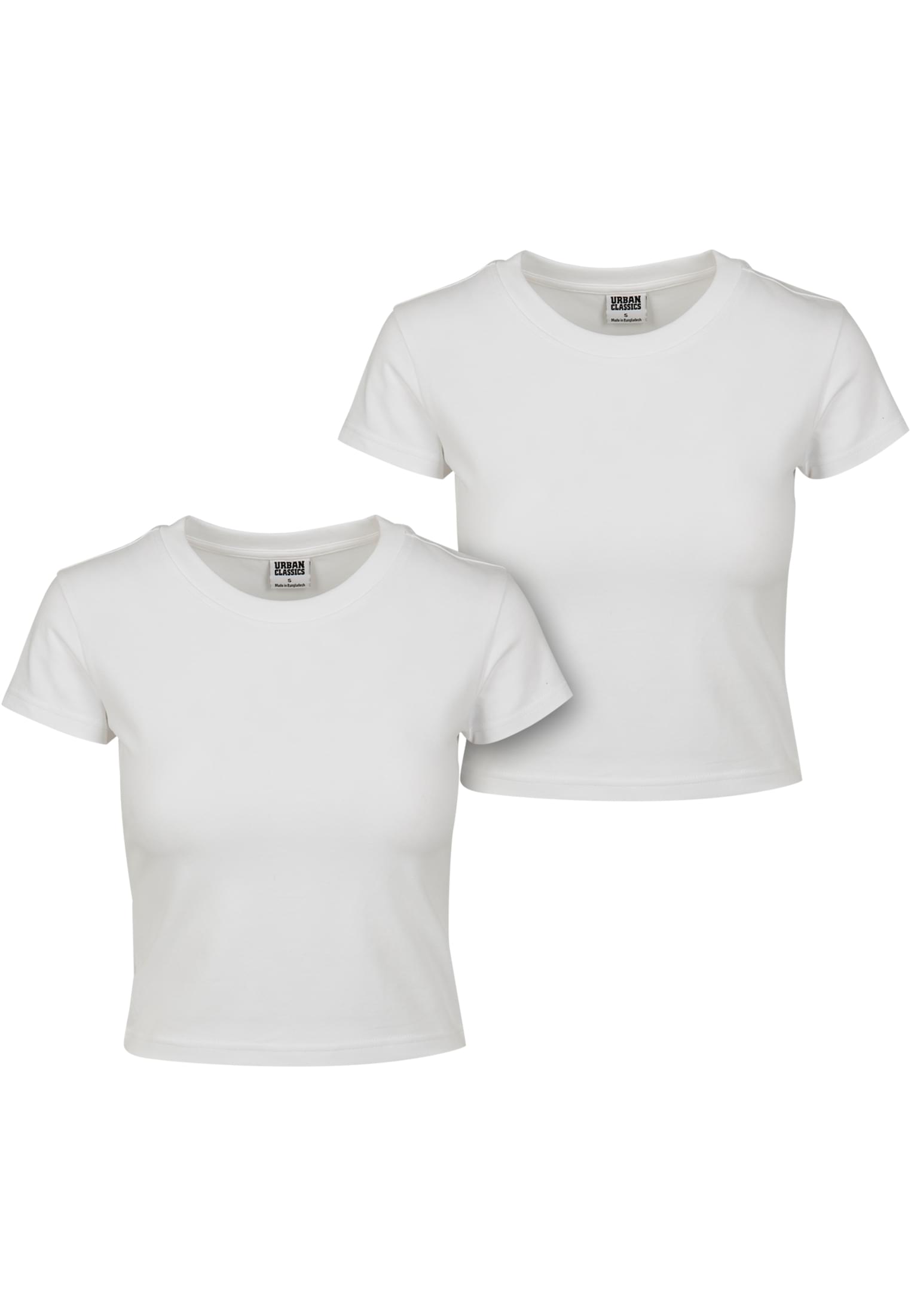 Ladies Stretch Jersey Cropped Tee 2-Pack | white+white