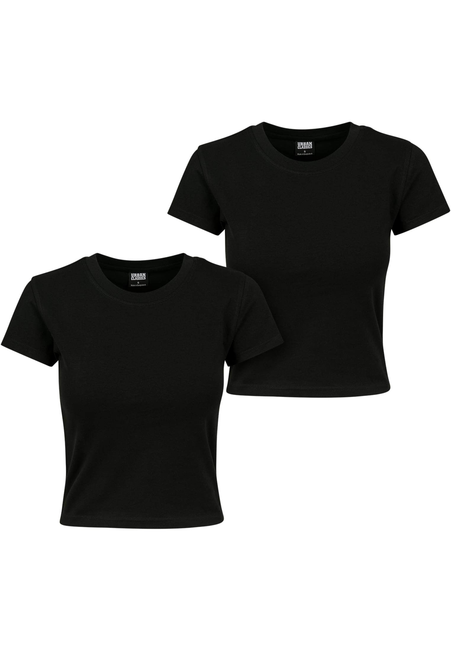 Ladies Stretch Jersey Cropped Tee 2-Pack | black+black