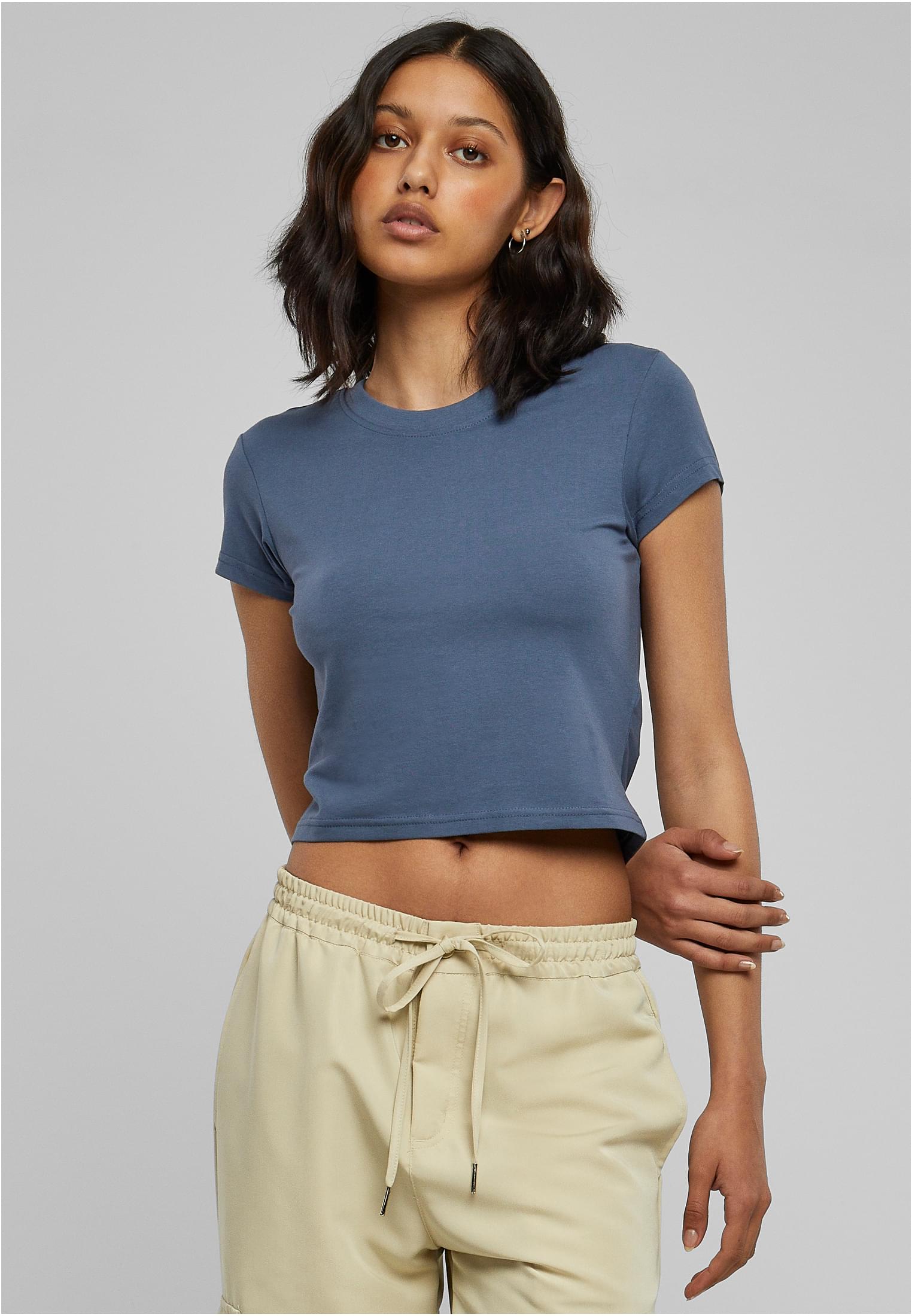 Ladies Stretch Jersey Cropped Tee | vintageblue