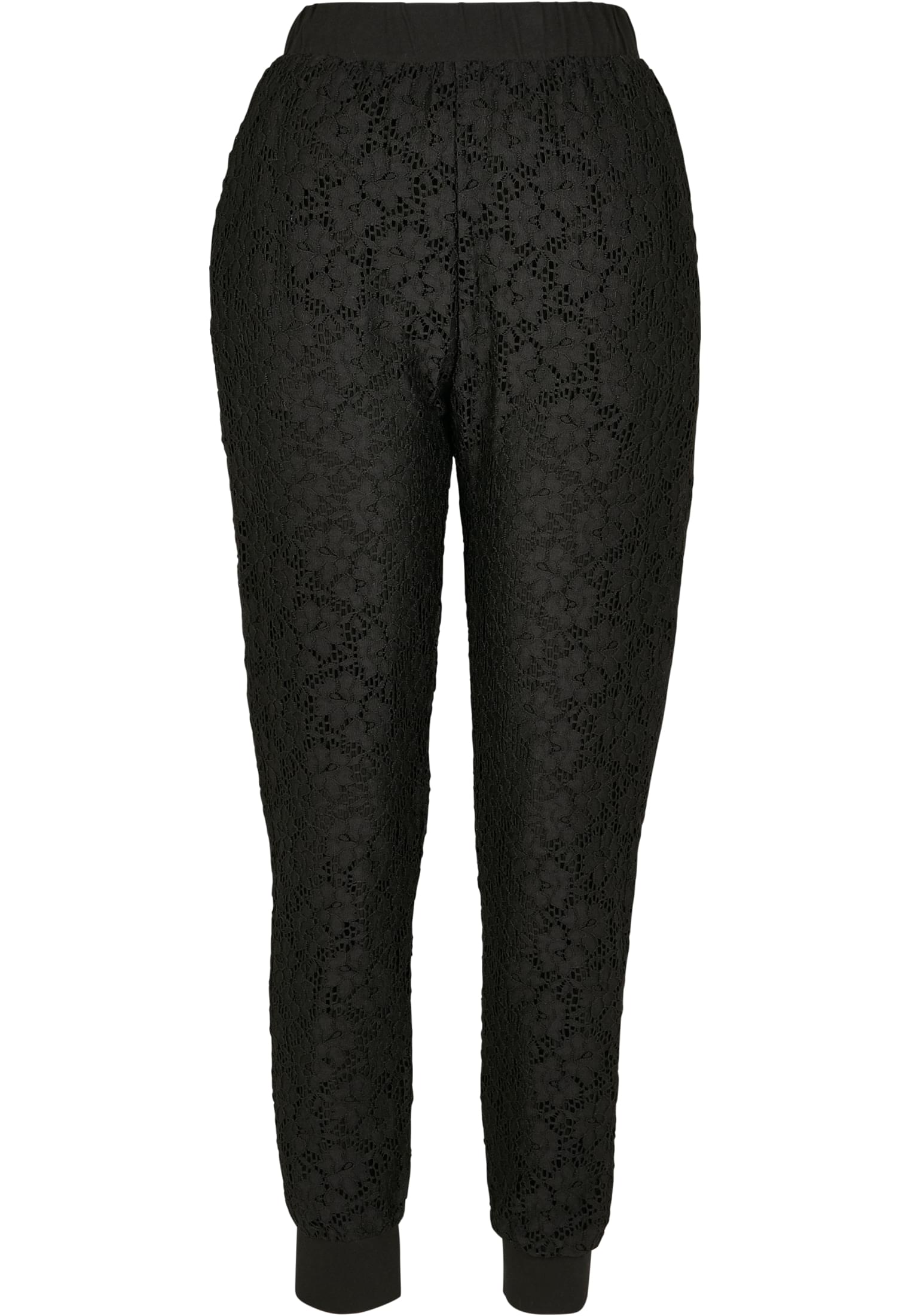 Ladies Lace Jersey Jog Pants | black