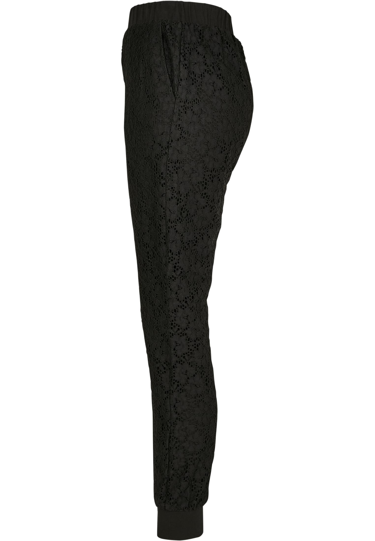 Ladies Lace Jersey Jog Pants | black