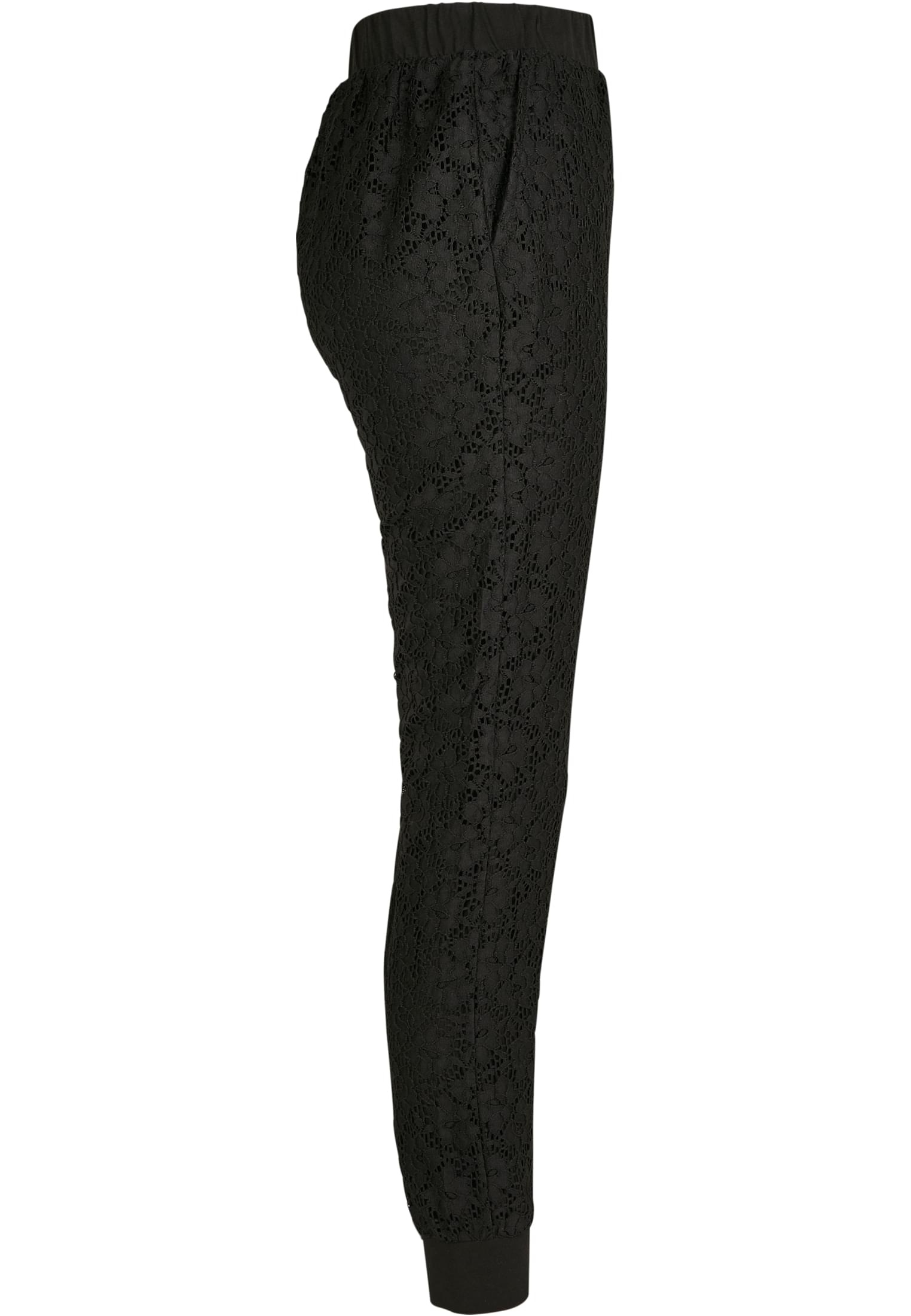 Ladies Lace Jersey Jog Pants | black