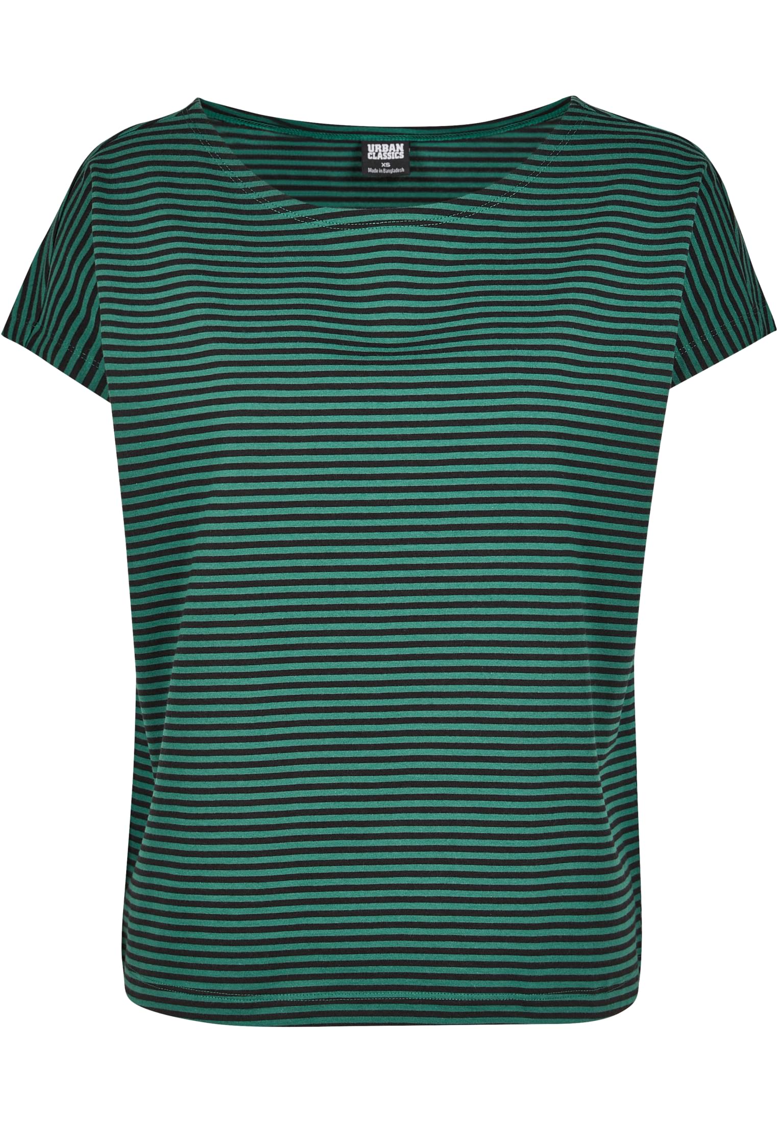 Ladies Yarn Dyed Baby Stripe Tee | darkfreshgreen/black