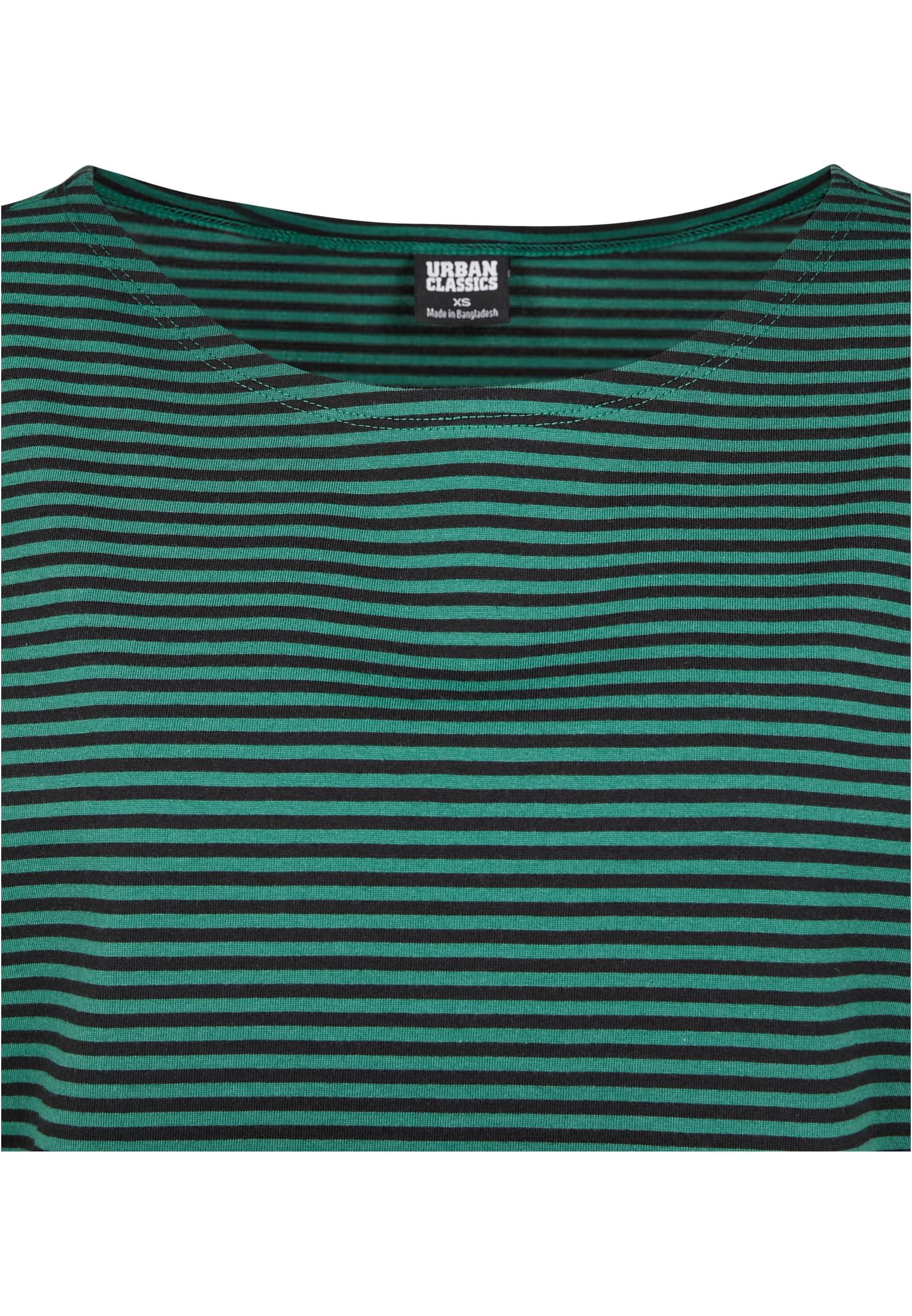 Ladies Yarn Dyed Baby Stripe Tee | darkfreshgreen/black