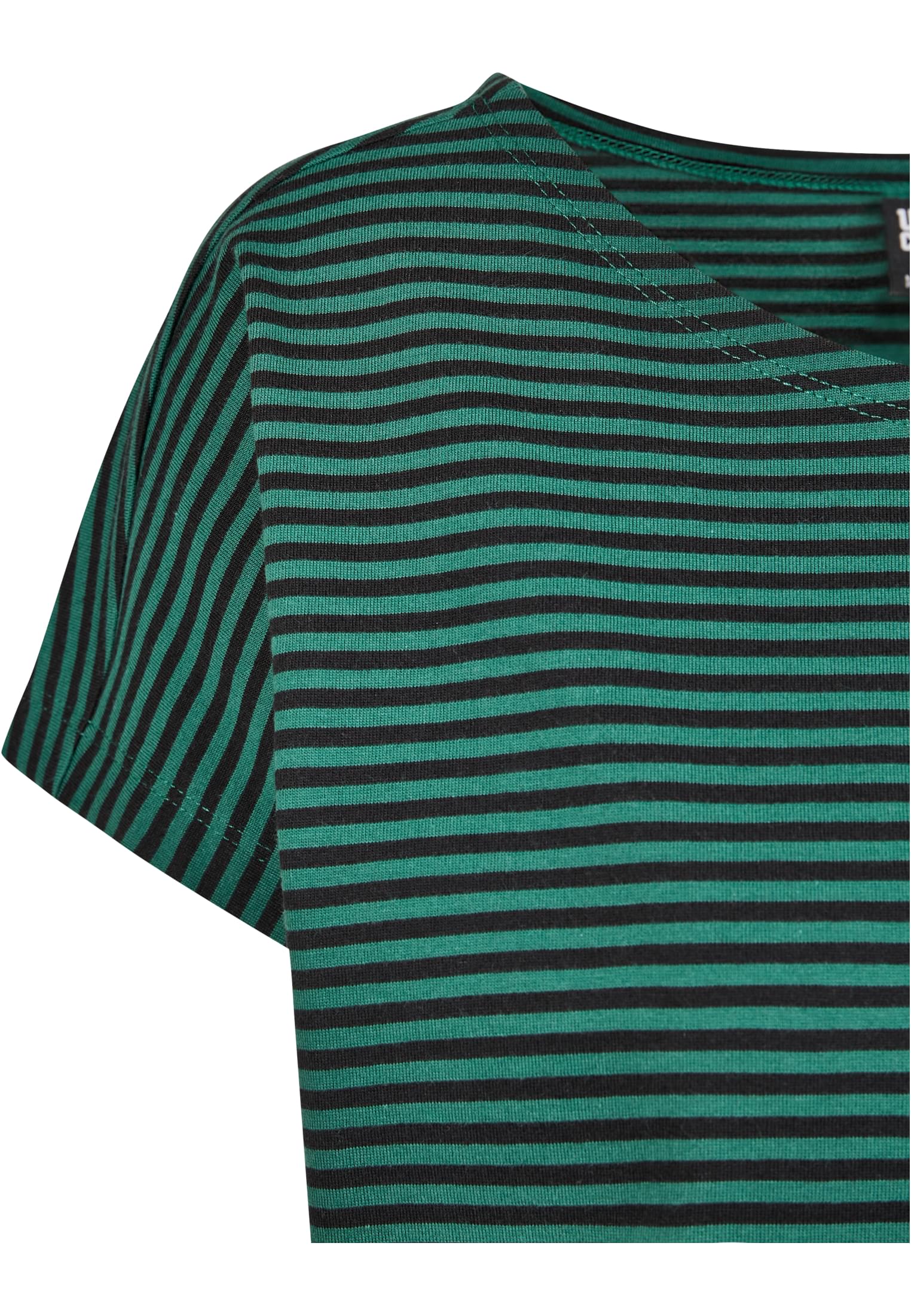 Ladies Yarn Dyed Baby Stripe Tee | darkfreshgreen/black