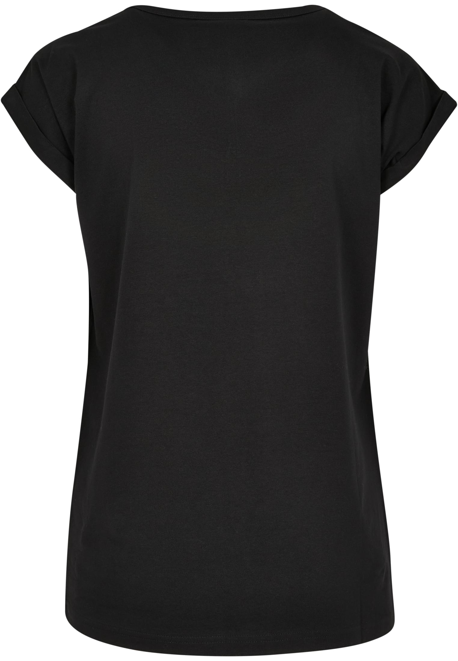 Ladies Round V-Neck Extended Shoulder Tee | black