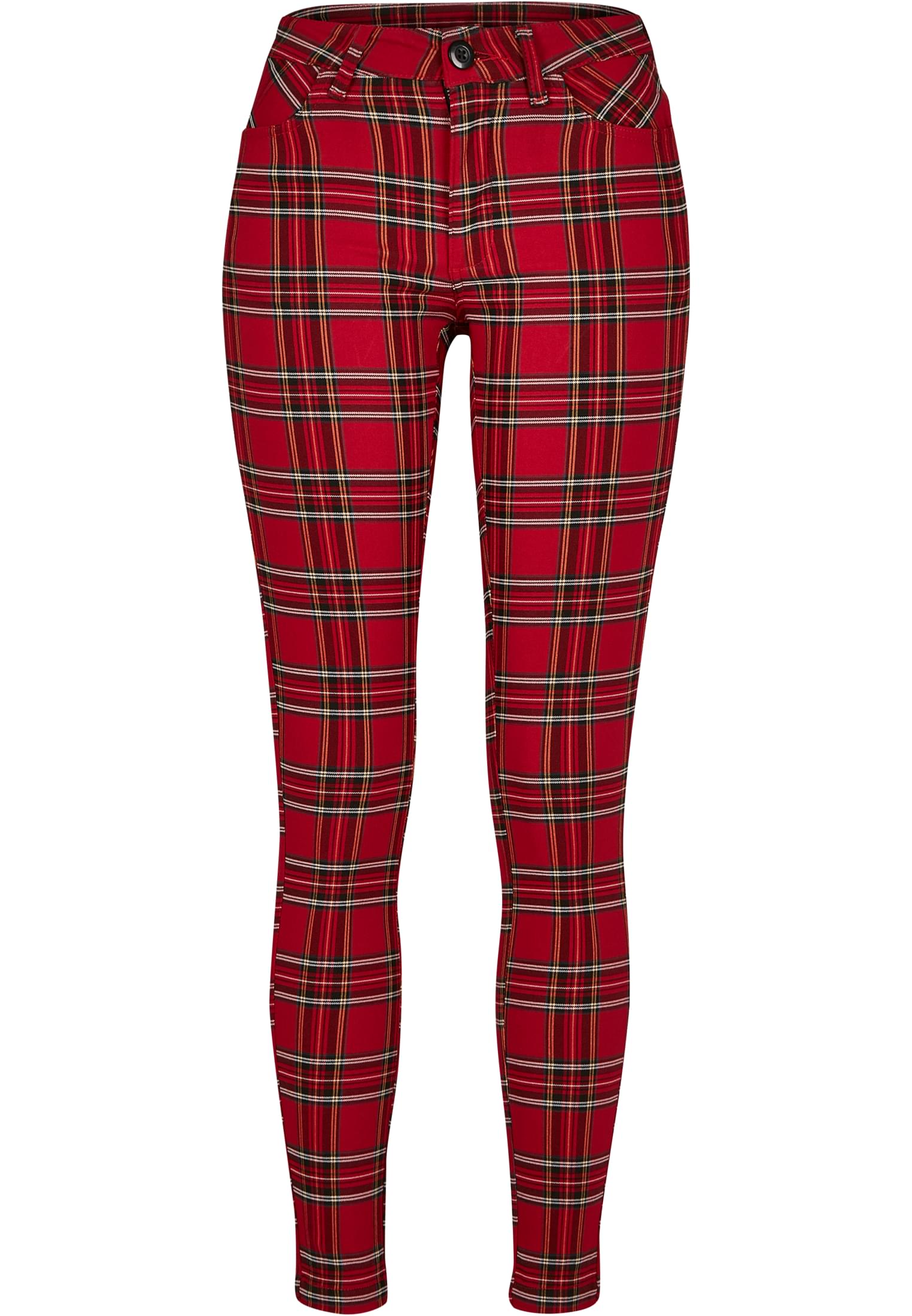 Ladies Skinny Tartan Pants | red/blk