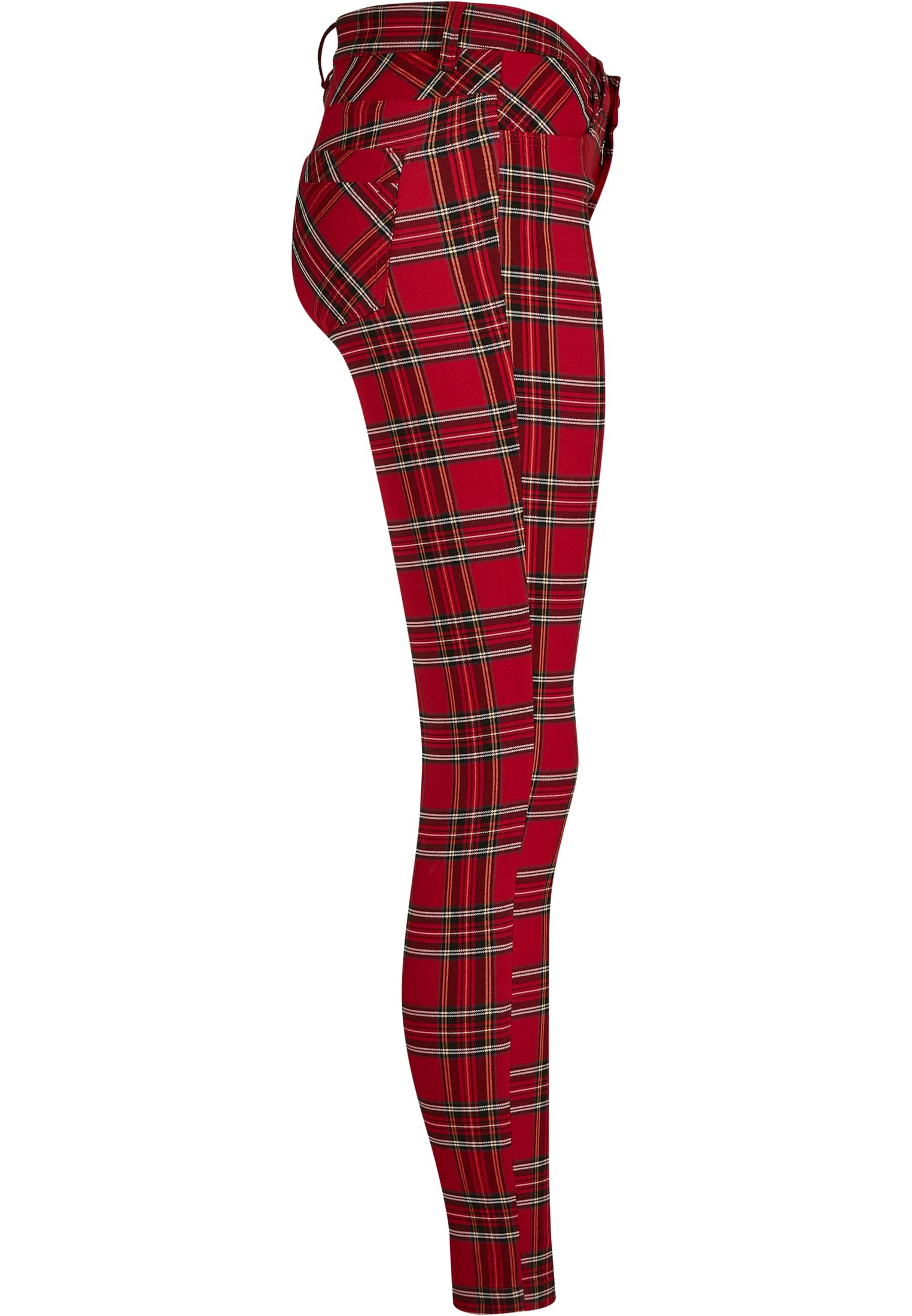 Ladies Skinny Tartan Pants | red/blk