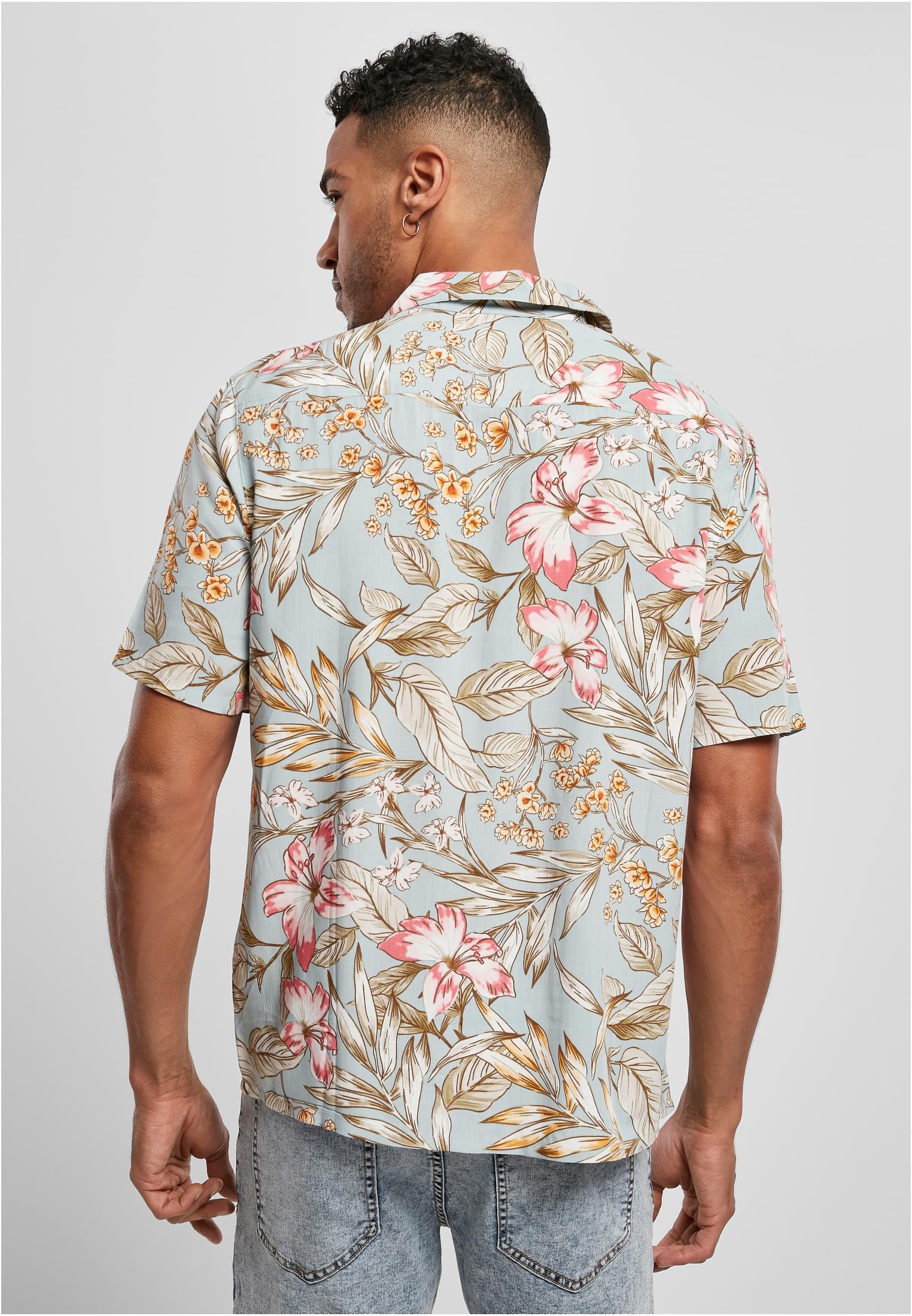 Viscose Resort Shirt | lightblue hibiscus