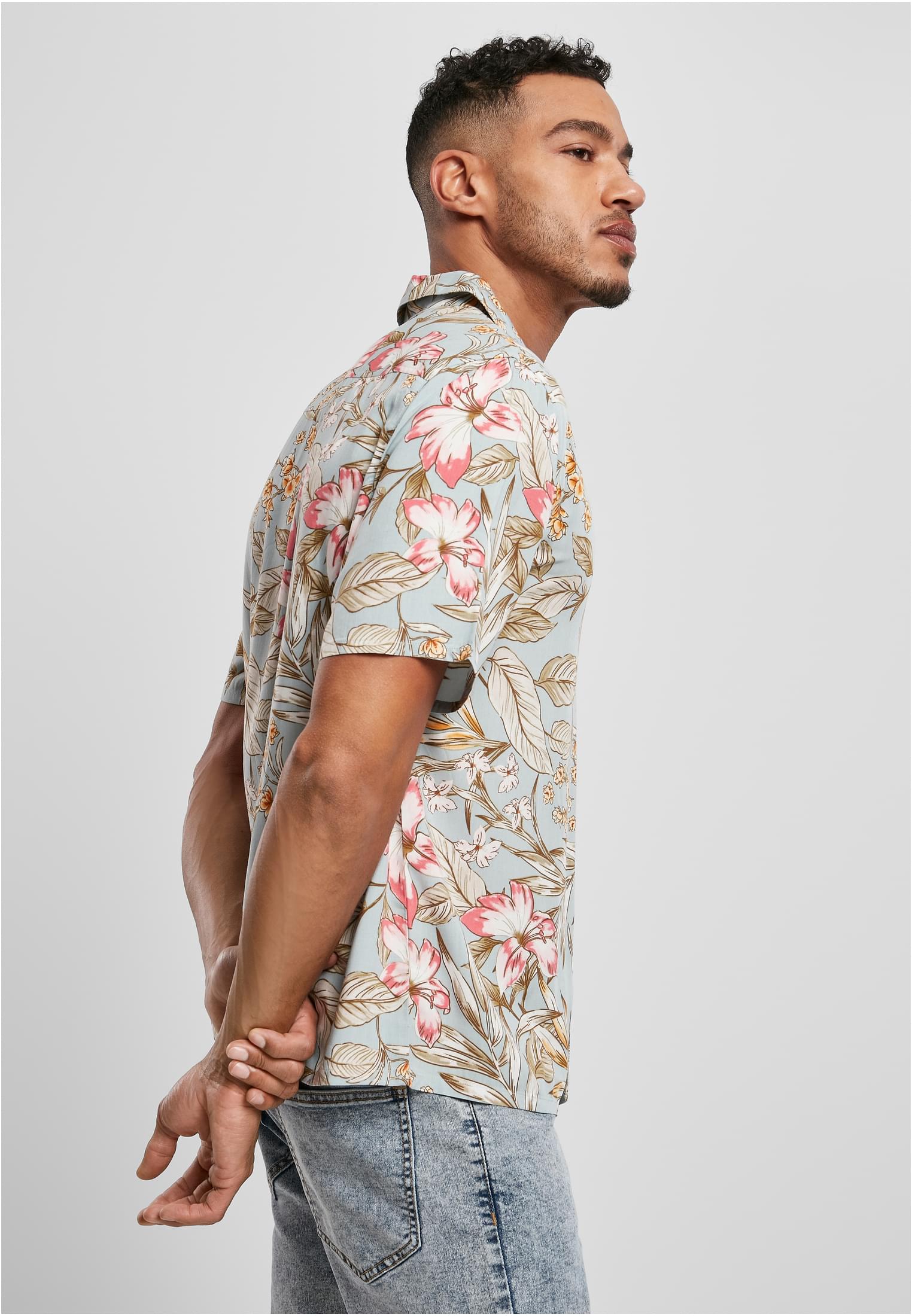 Viscose Resort Shirt | lightblue hibiscus