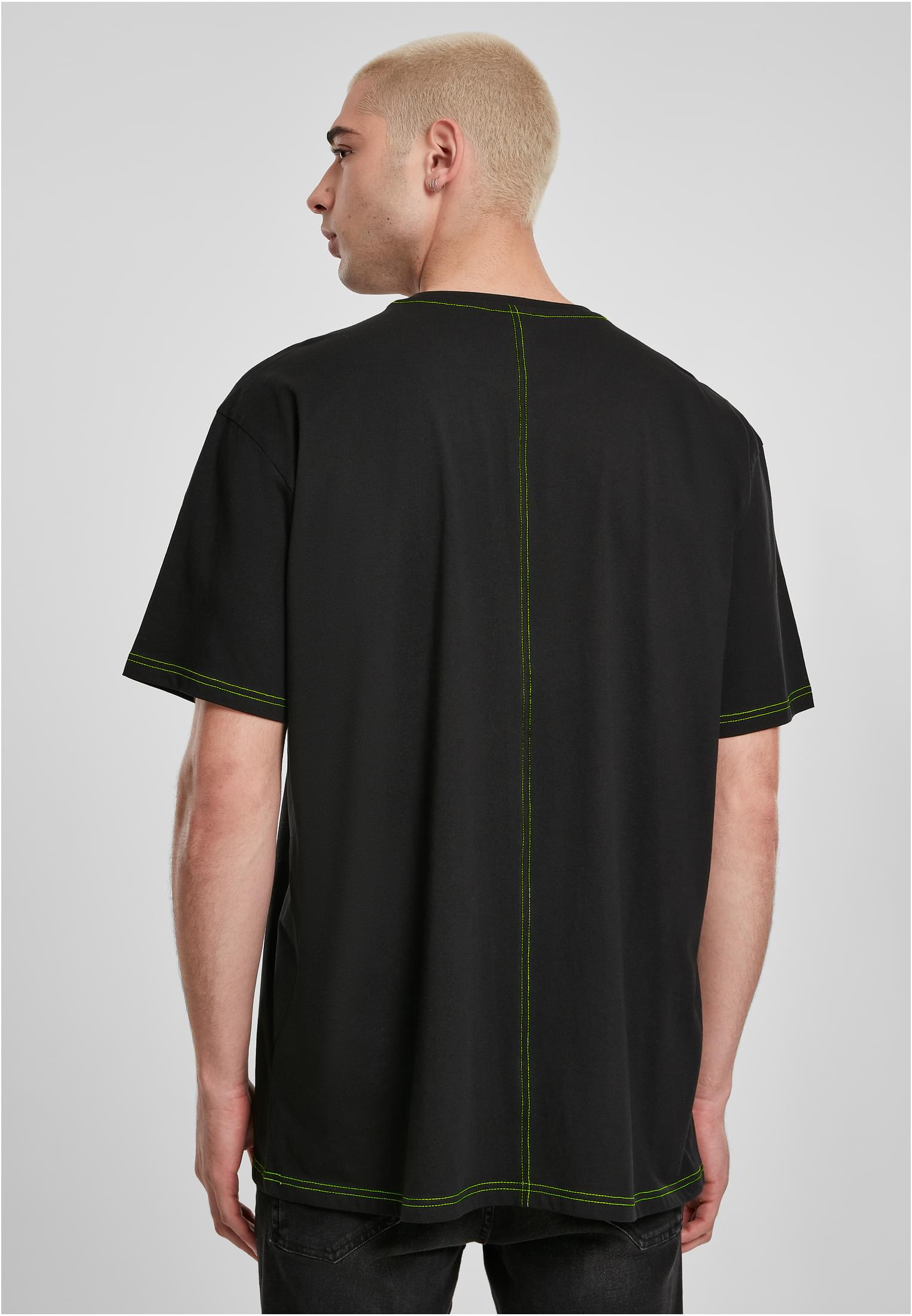 Heavy Oversized Contrast Stitch Tee | black/electriclime