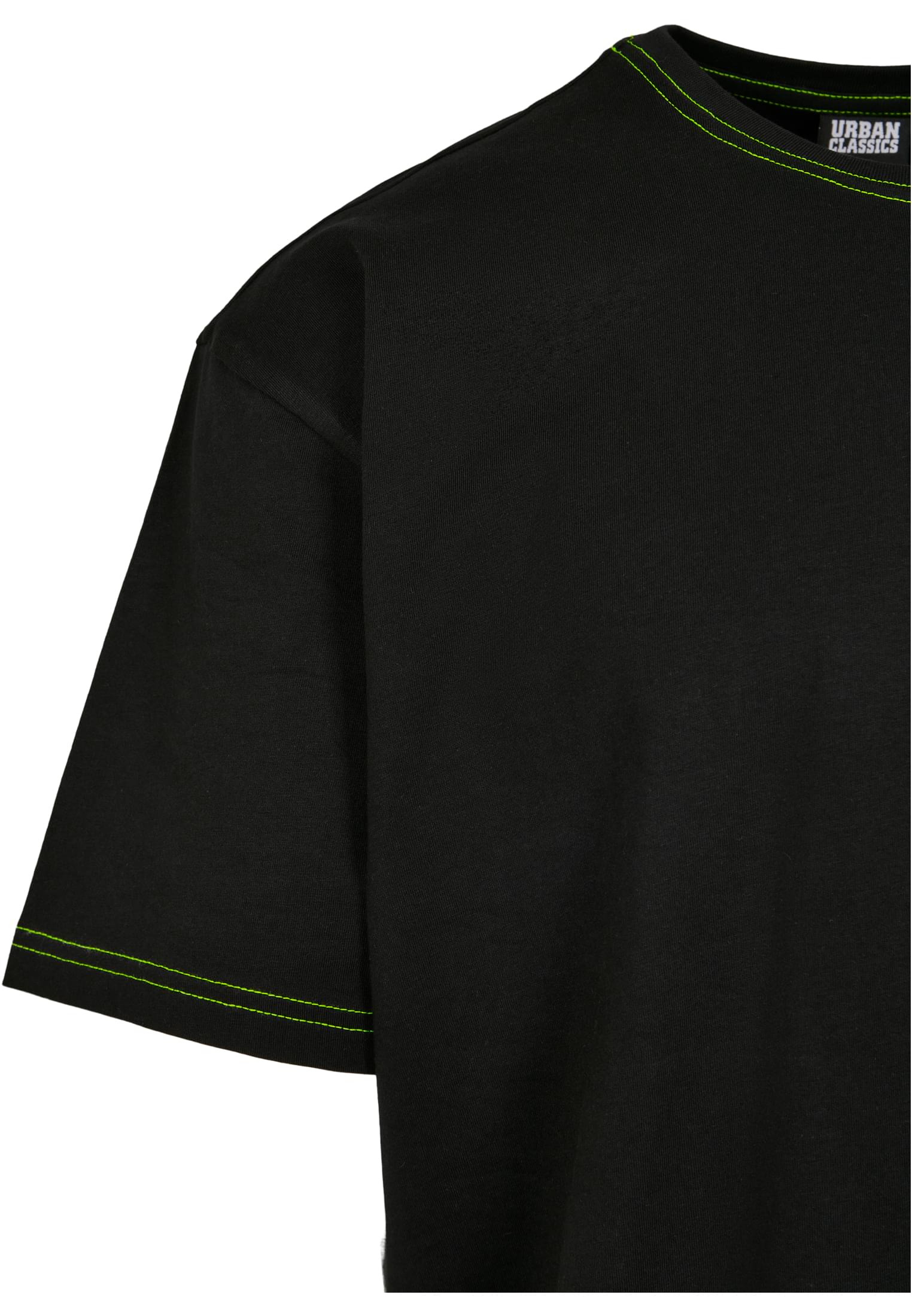 Heavy Oversized Contrast Stitch Tee | black/electriclime