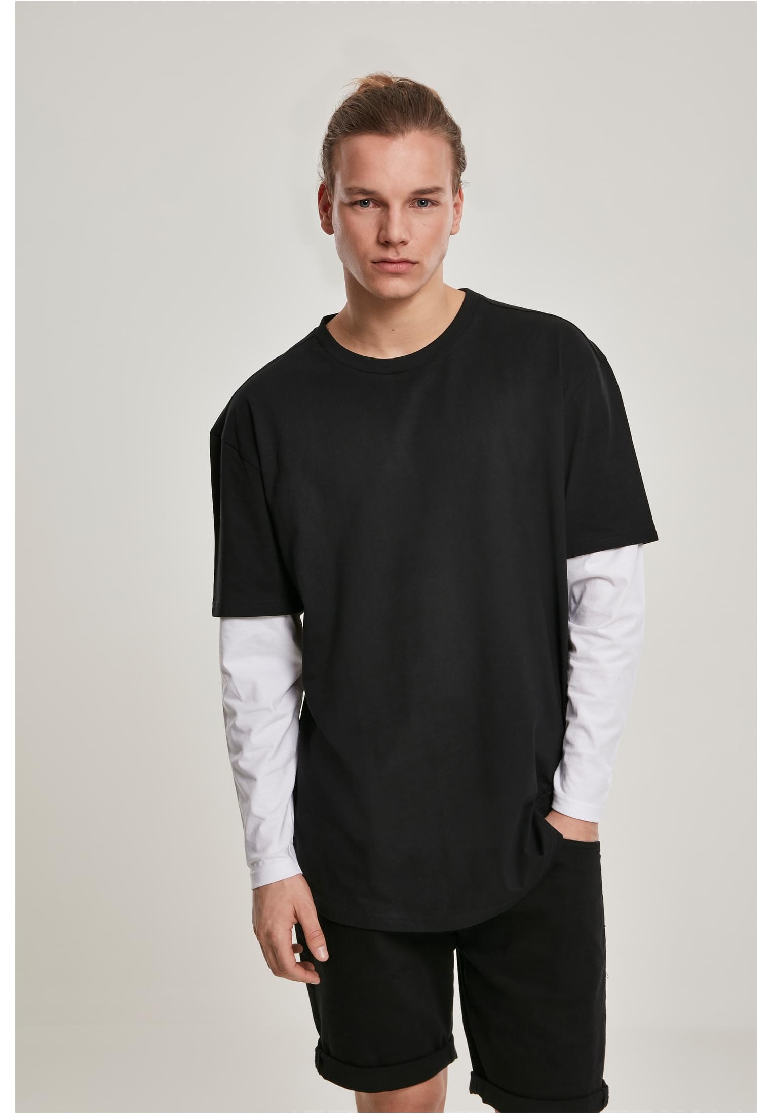 Oversized Shaped Double Layer LS Tee | black/white