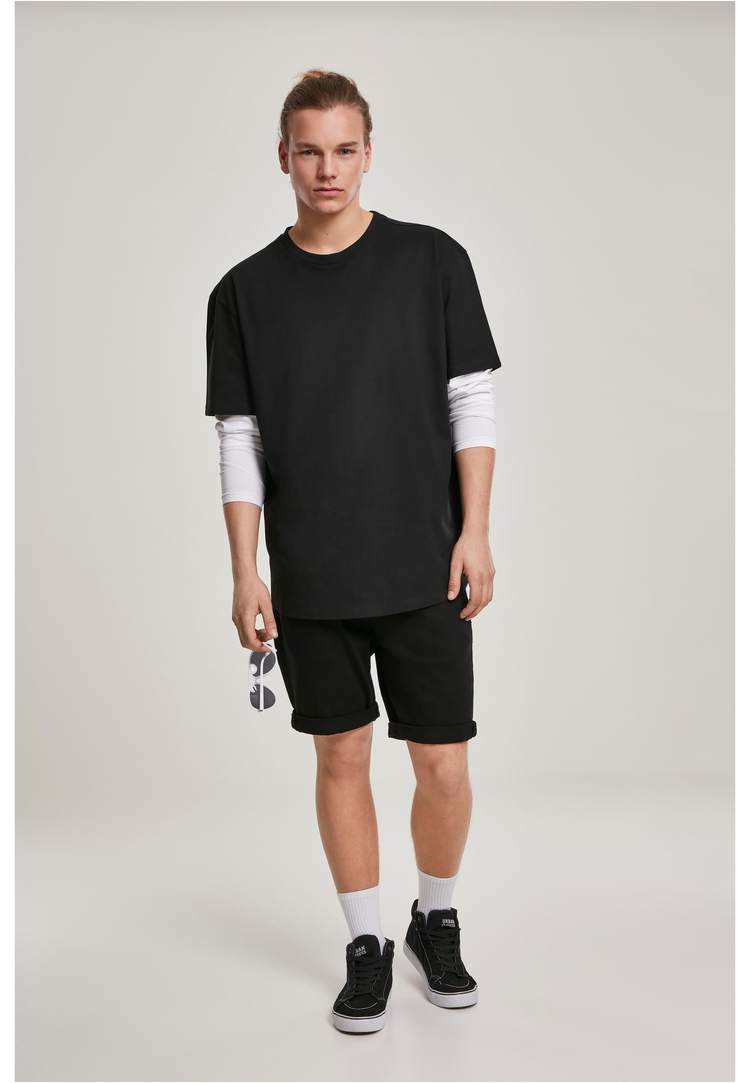 Oversized Shaped Double Layer LS Tee | black/white