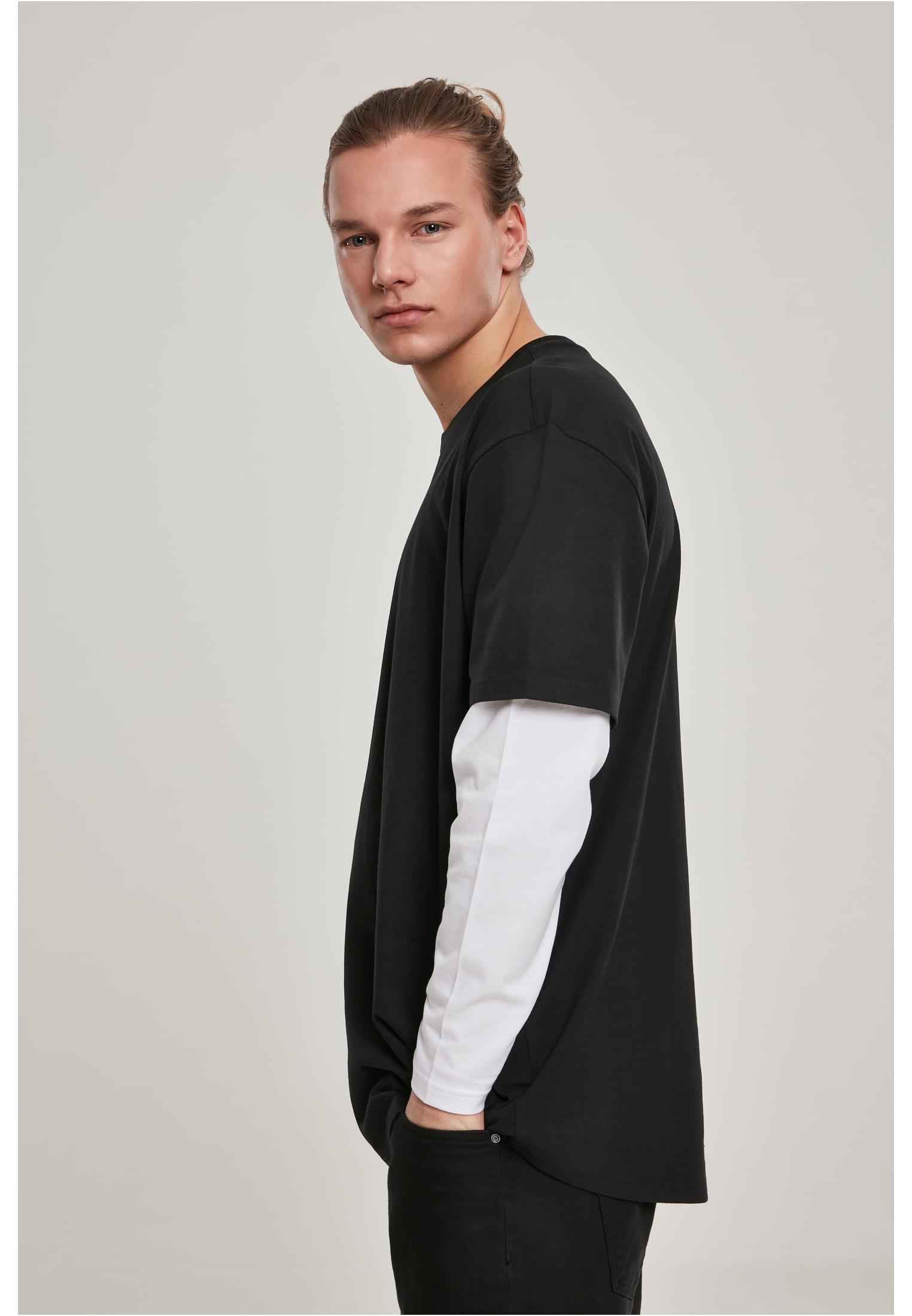 Oversized Shaped Double Layer LS Tee | black/white