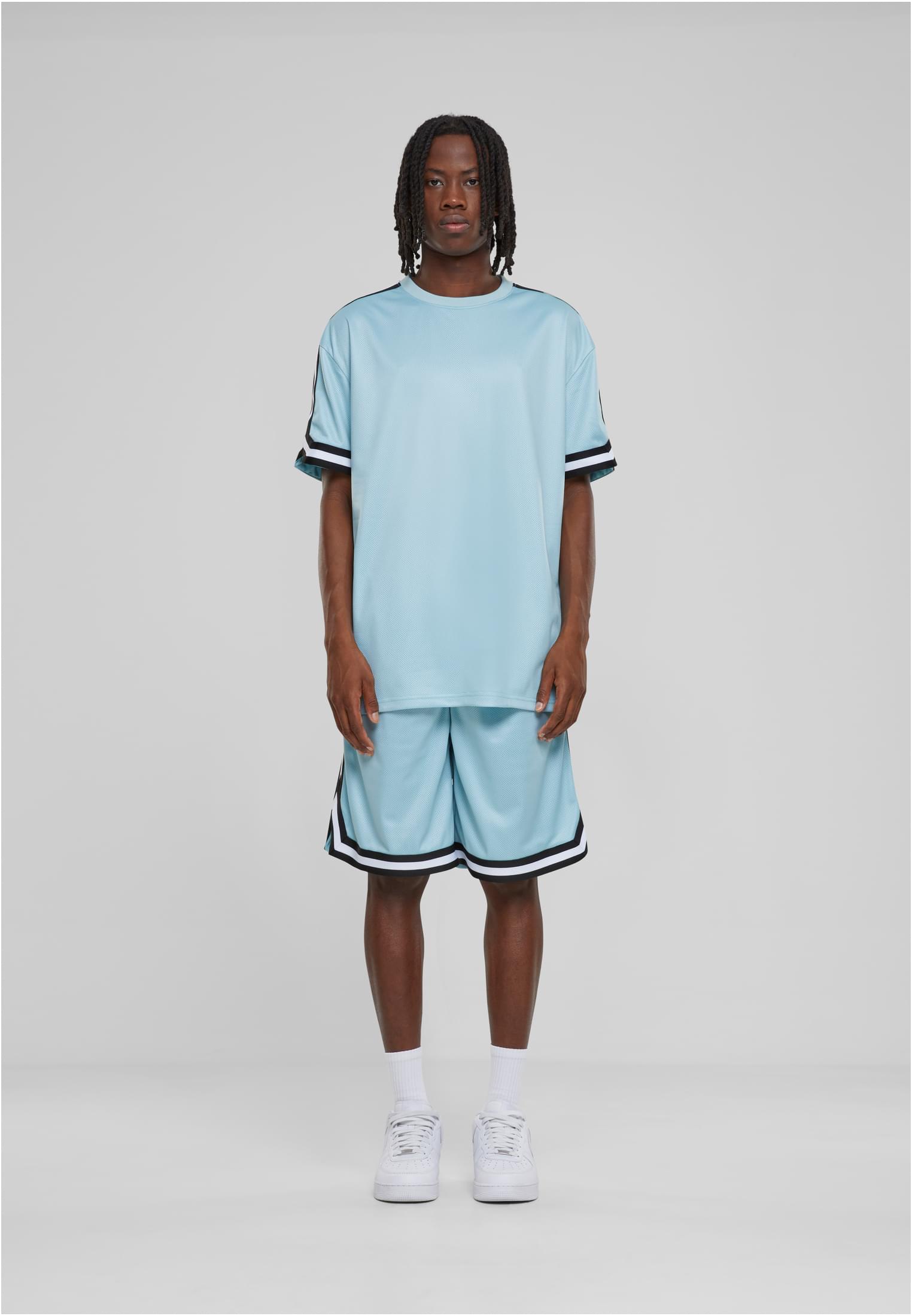 Oversized Stripes Mesh Tee | oceanblue