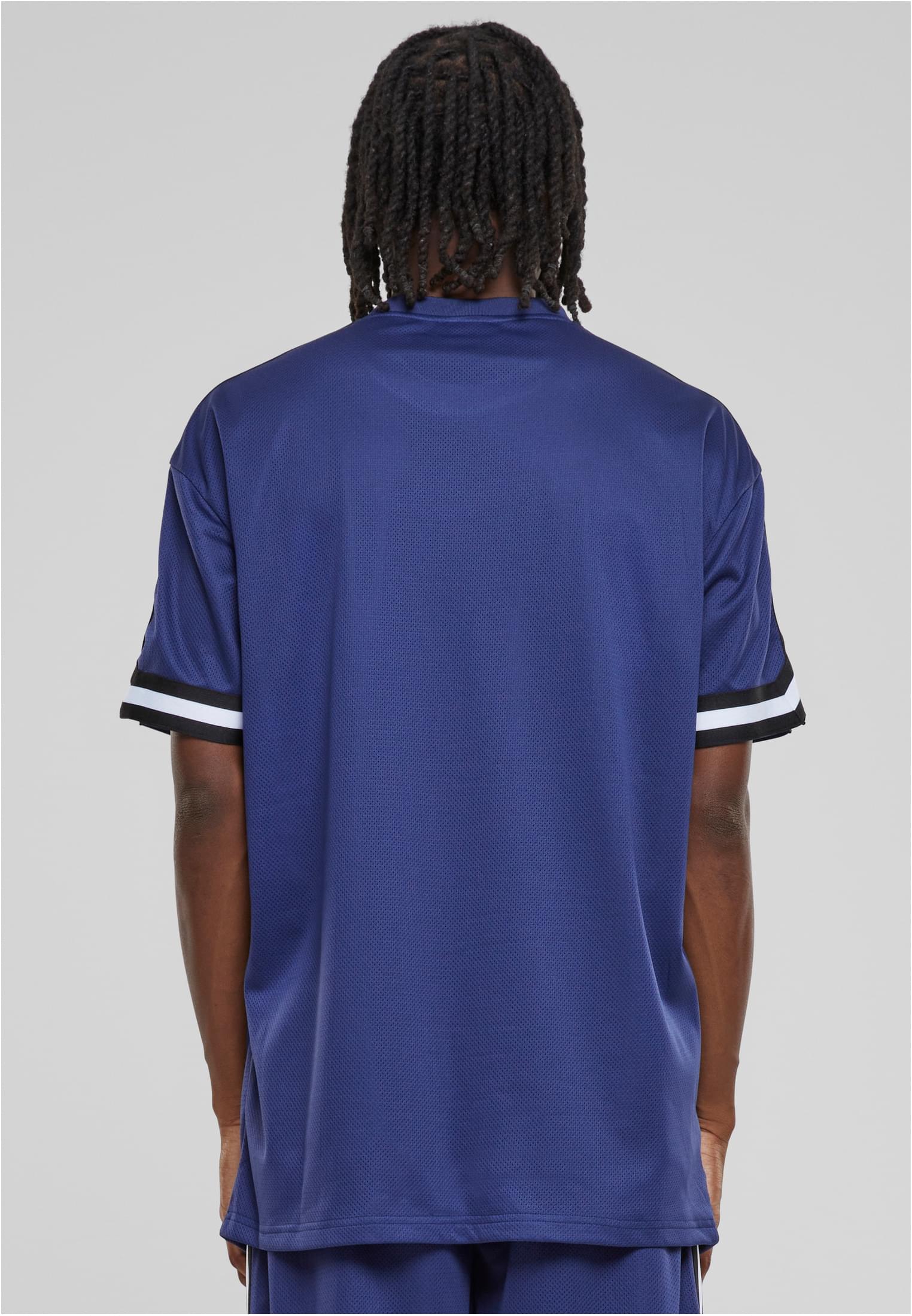 Oversized Stripes Mesh Tee | darkblue