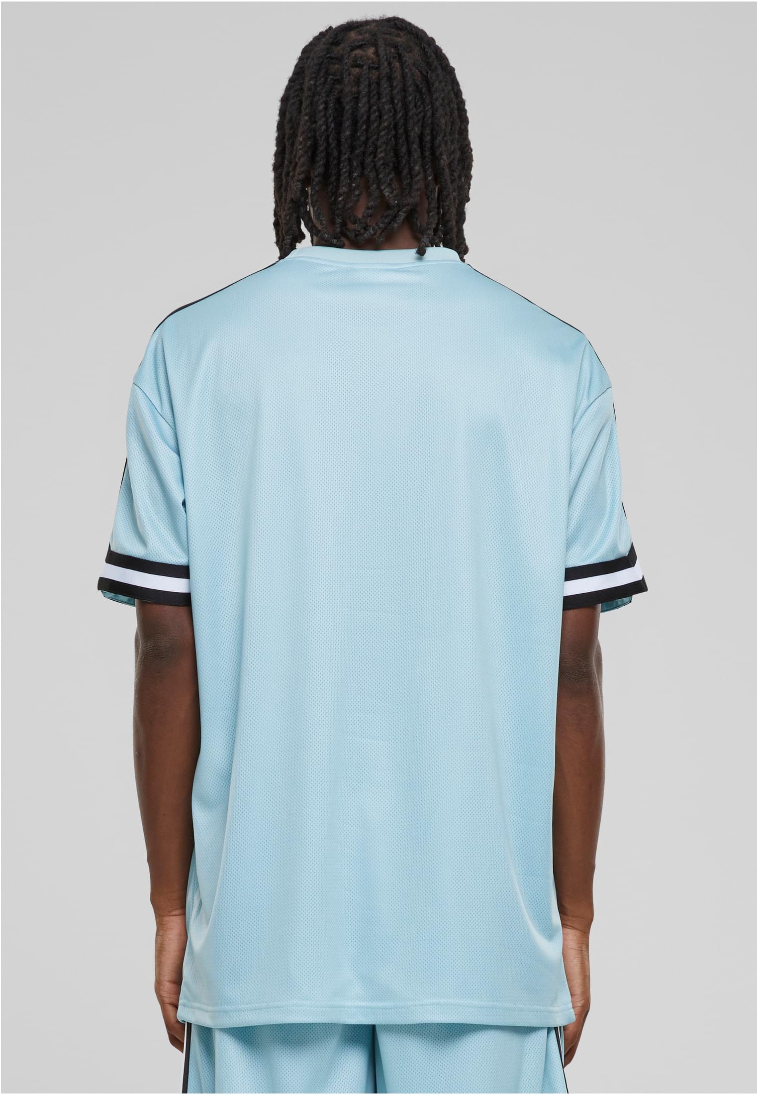 Oversized Stripes Mesh Tee | oceanblue