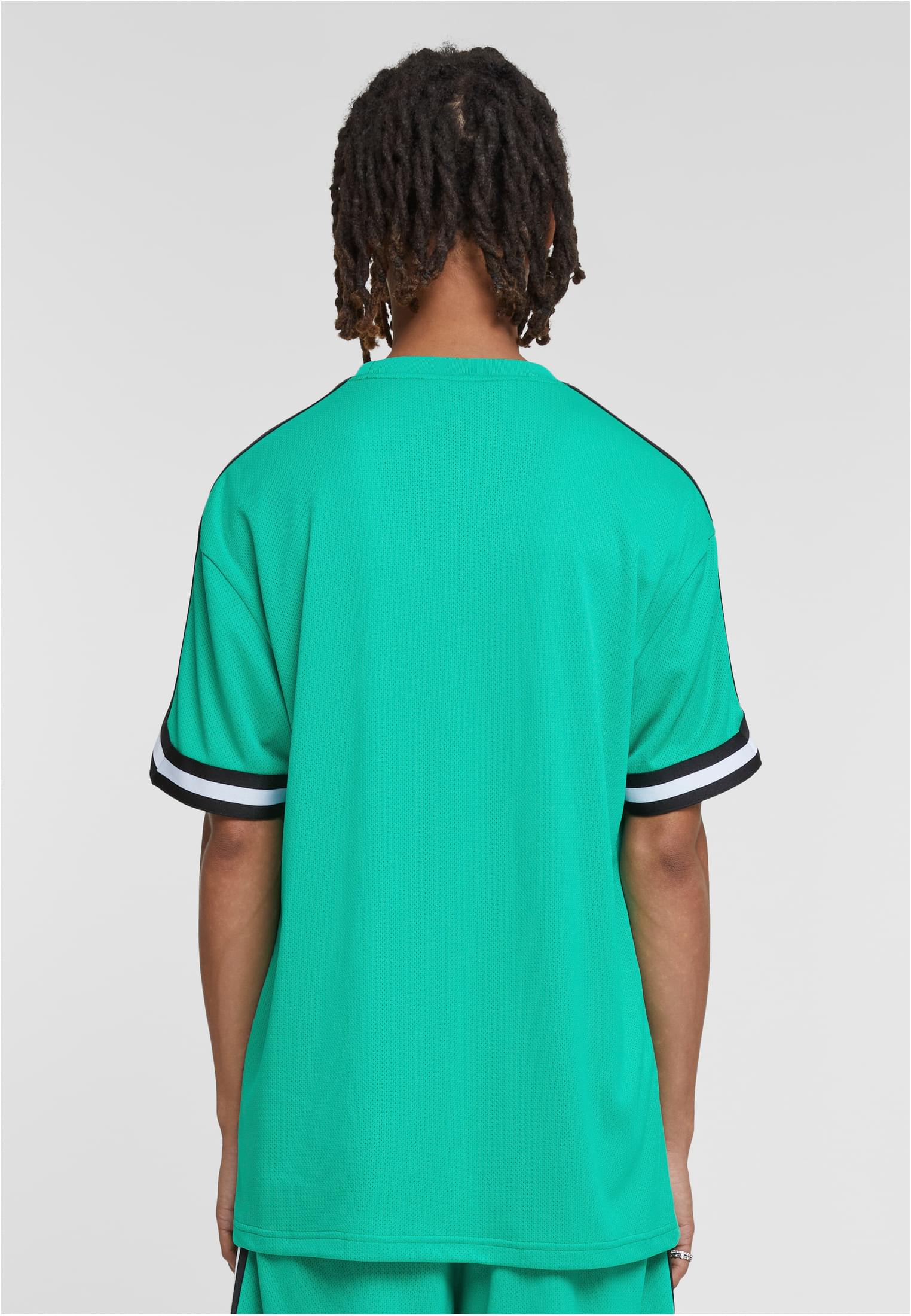 Oversized Stripes Mesh Tee | ferngreen