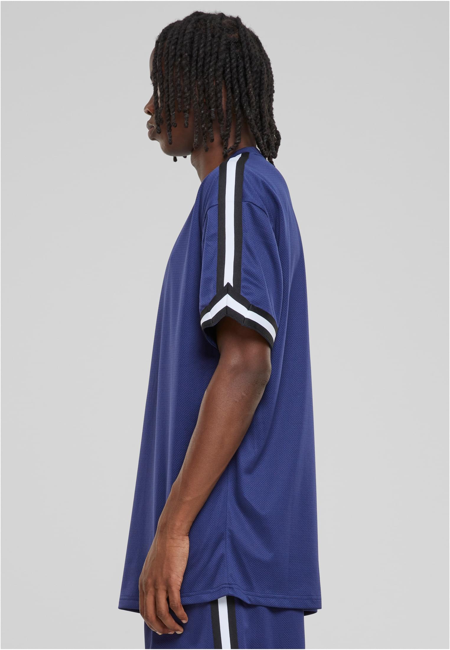 Oversized Stripes Mesh Tee | darkblue