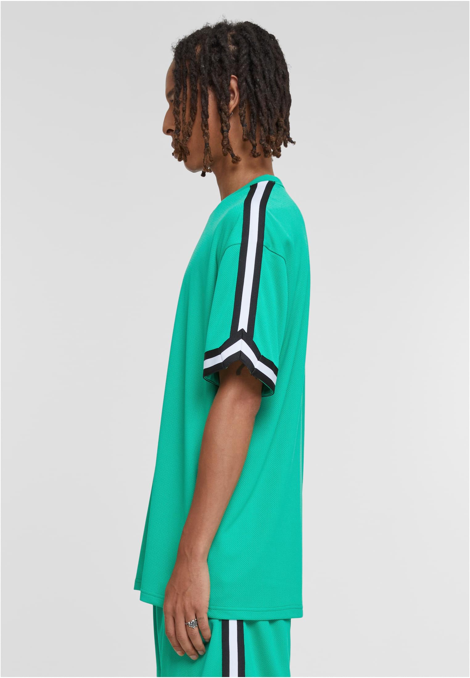 Oversized Stripes Mesh Tee | ferngreen