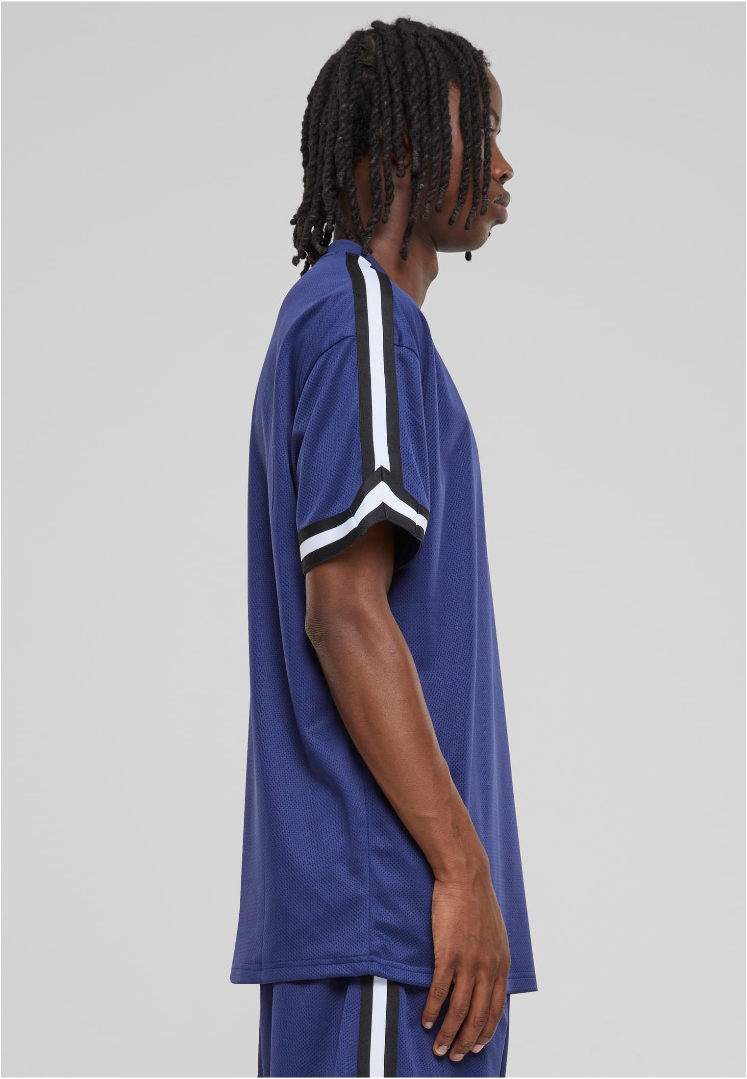 Oversized Stripes Mesh Tee | darkblue