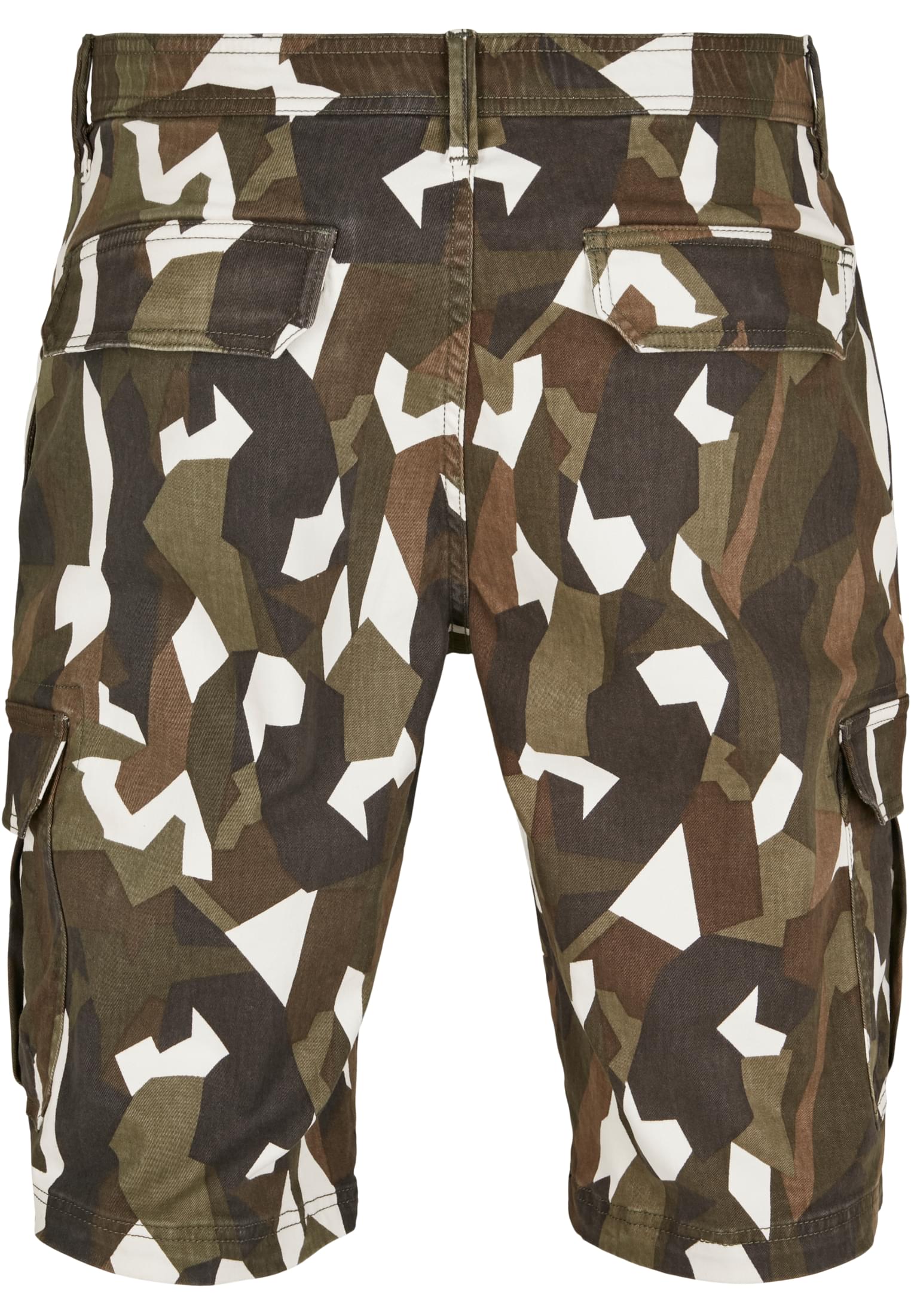 Geometric Camo Stretch Twill Cargo Shorts | wood camo