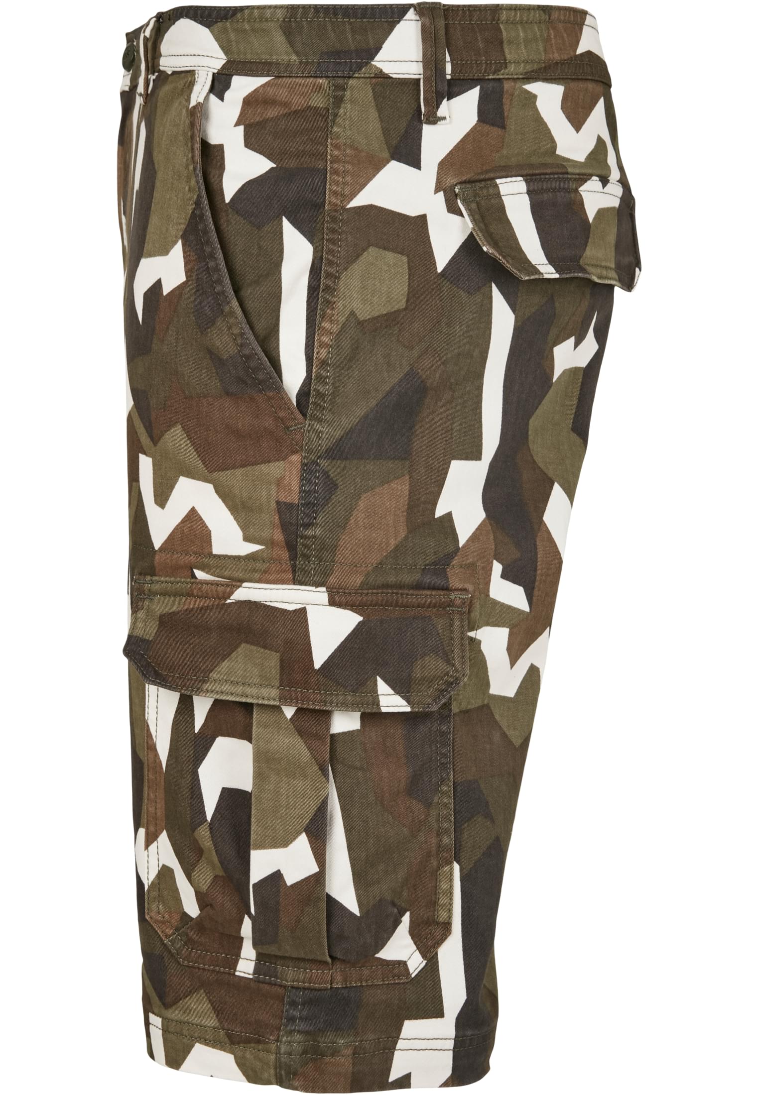 Geometric Camo Stretch Twill Cargo Shorts | wood camo