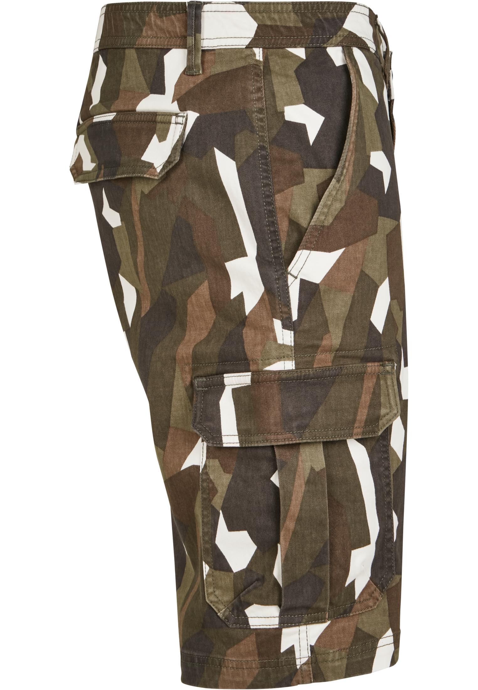 Geometric Camo Stretch Twill Cargo Shorts | wood camo