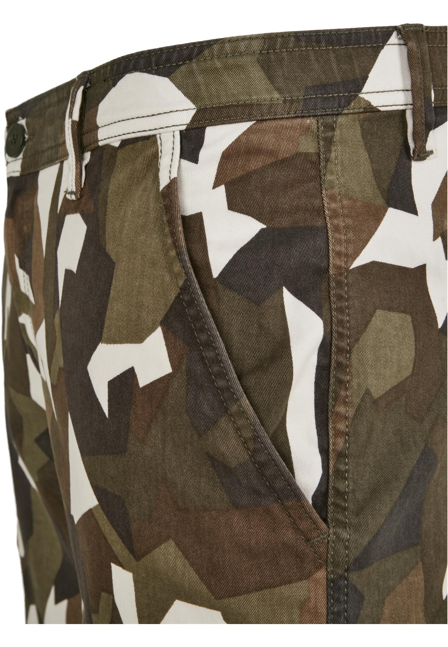 Geometric Camo Stretch Twill Cargo Shorts | wood camo