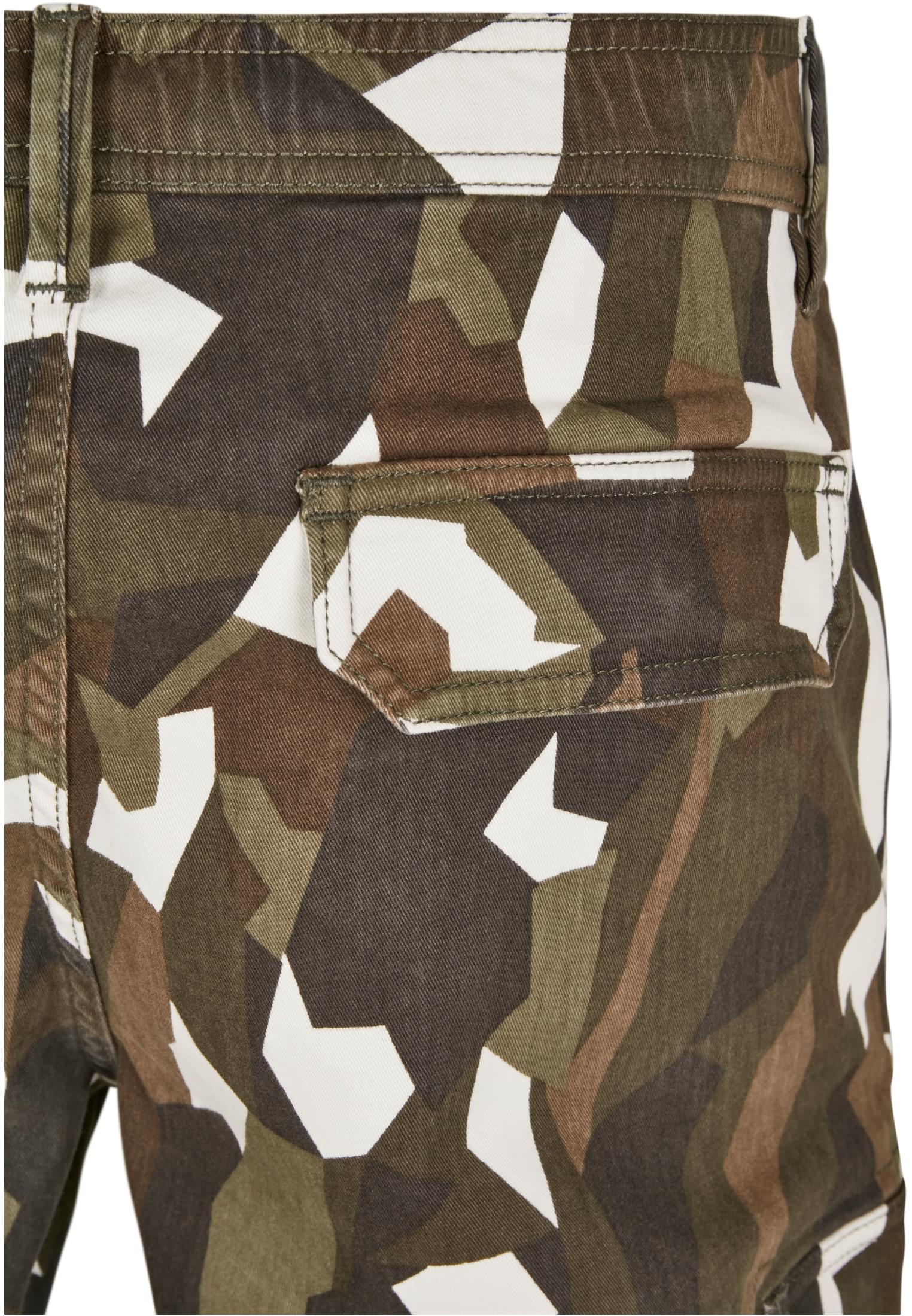 Geometric Camo Stretch Twill Cargo Shorts | wood camo