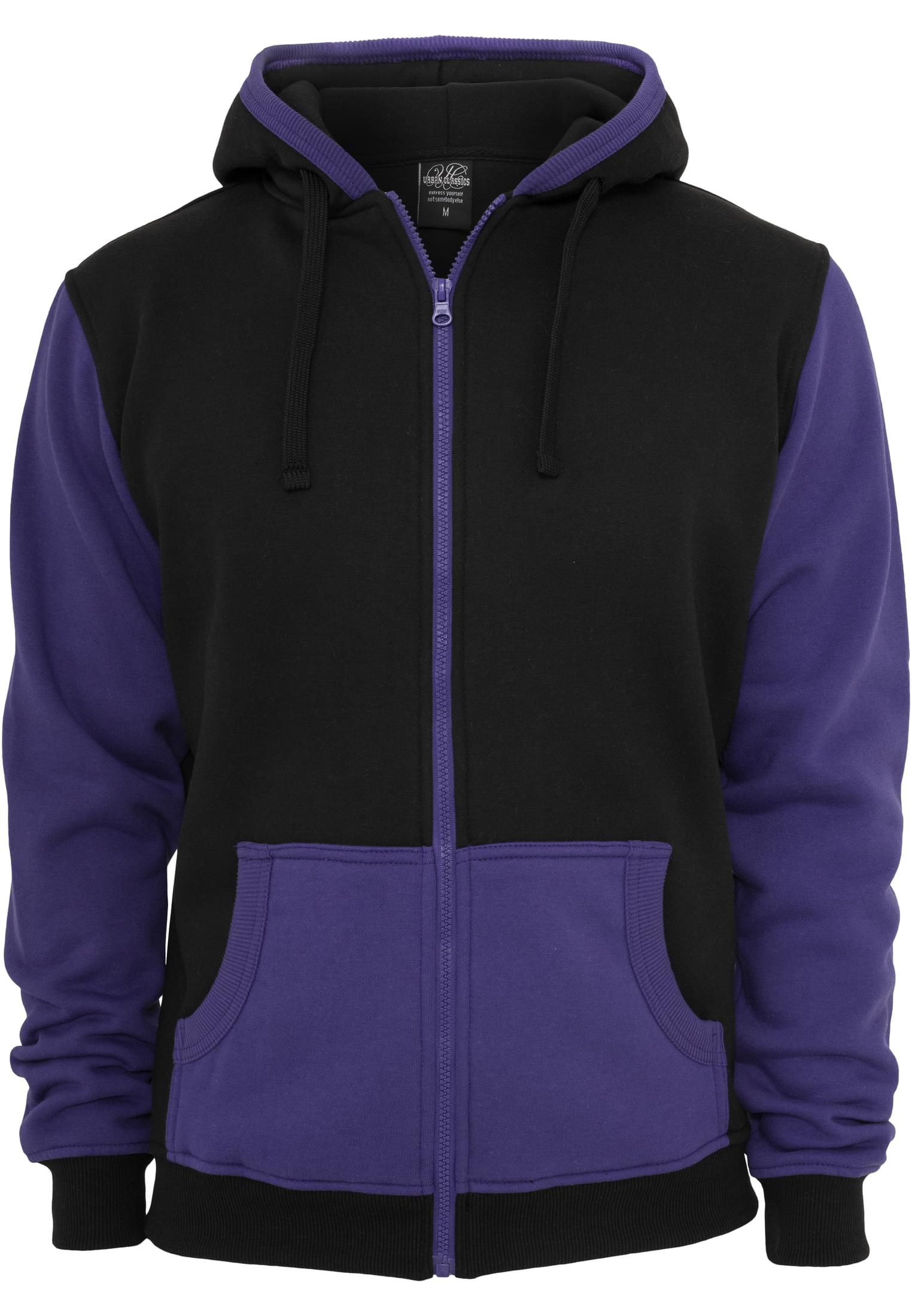 Contrast Zip Hoody | blk/pur