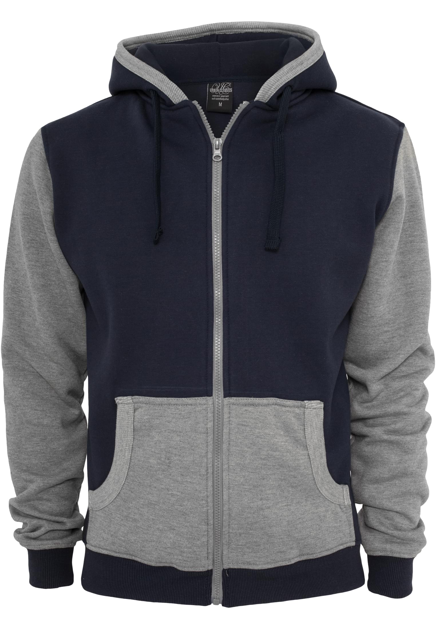 Contrast Zip Hoody | nvy/gry