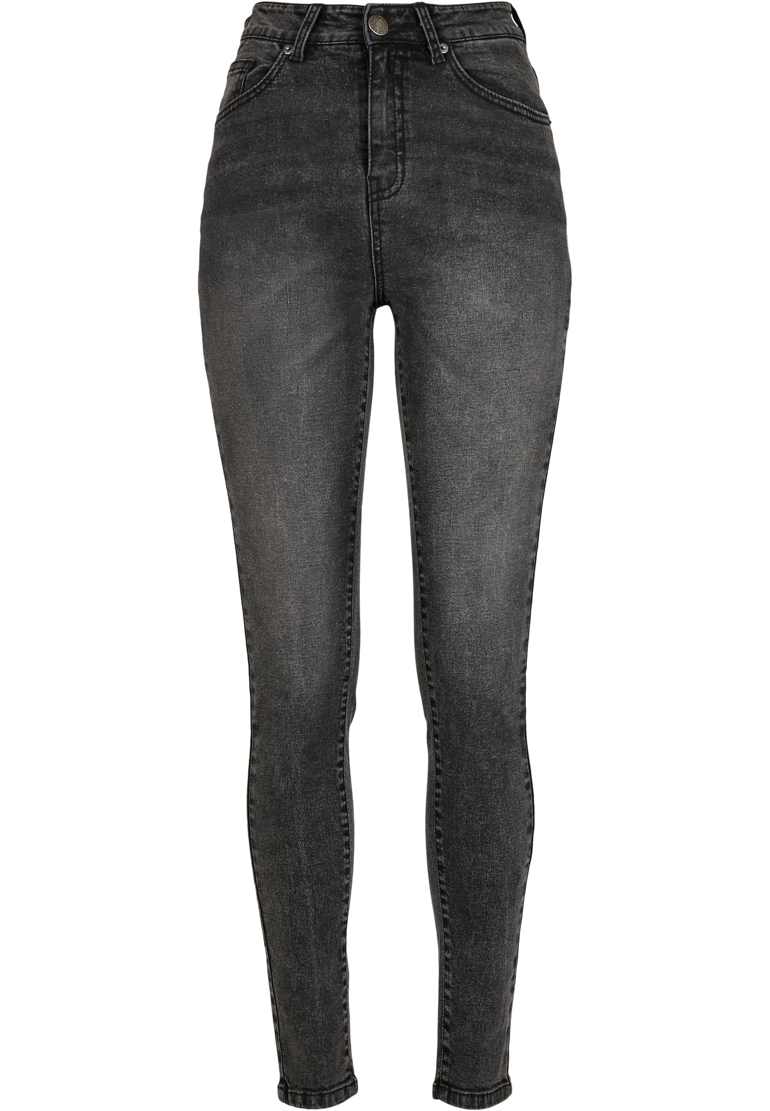 Ladies High Waist Skinny Jeans | black stone washed